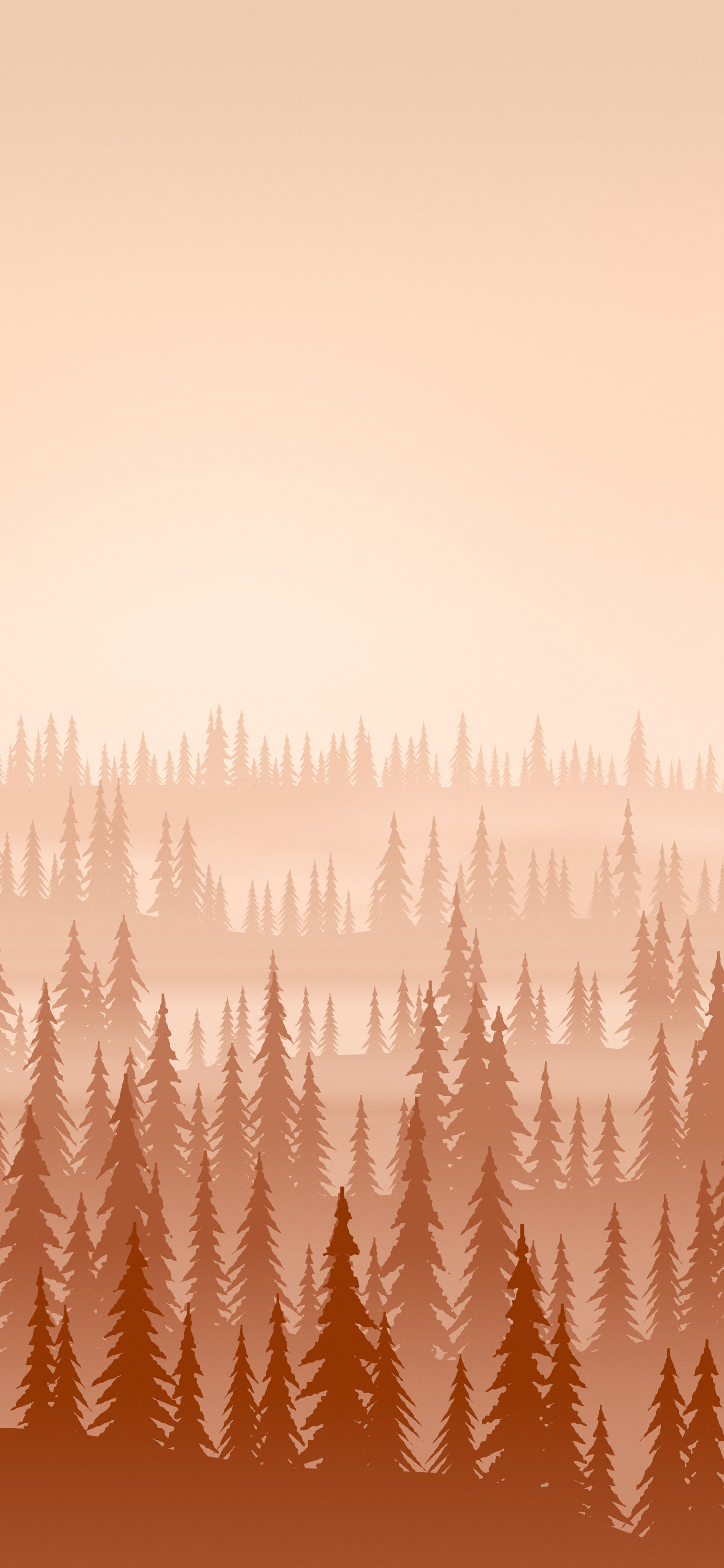 Burnt Orange Misty Pine Forest wallpaper for iPhone and Android