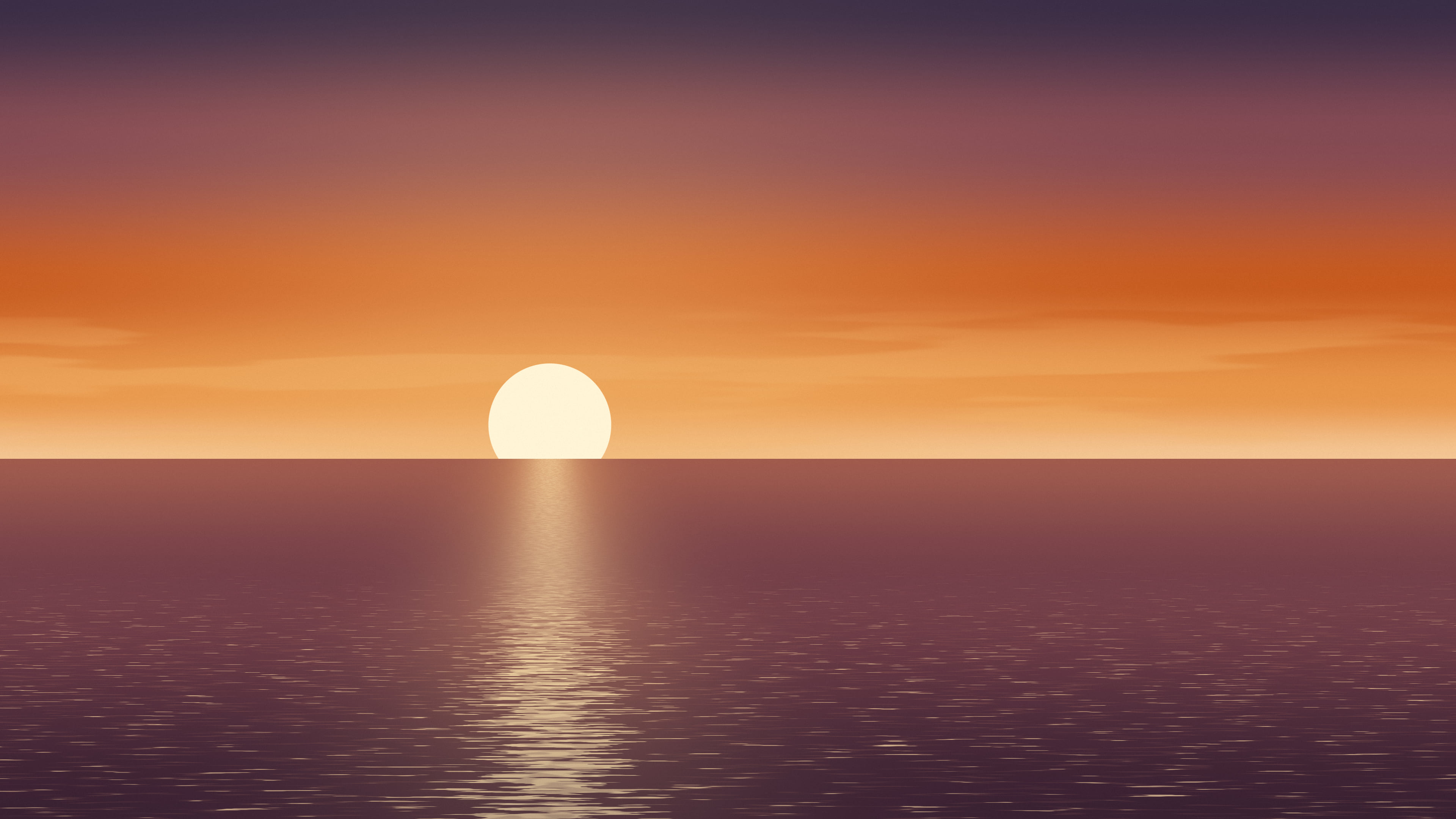 Burnt Orange Ocean Sunset desktop wallpaper in 4K