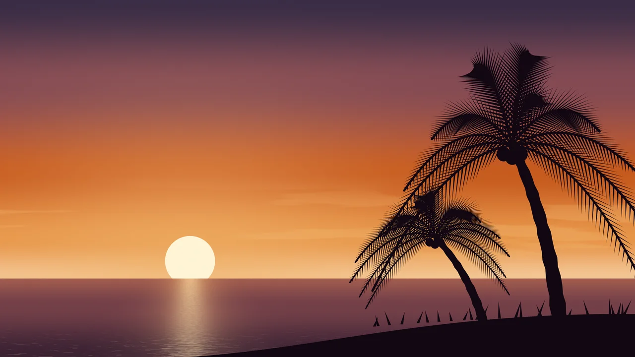 Burnt Orange Palm Tree Sunset desktop wallpaper in 4K