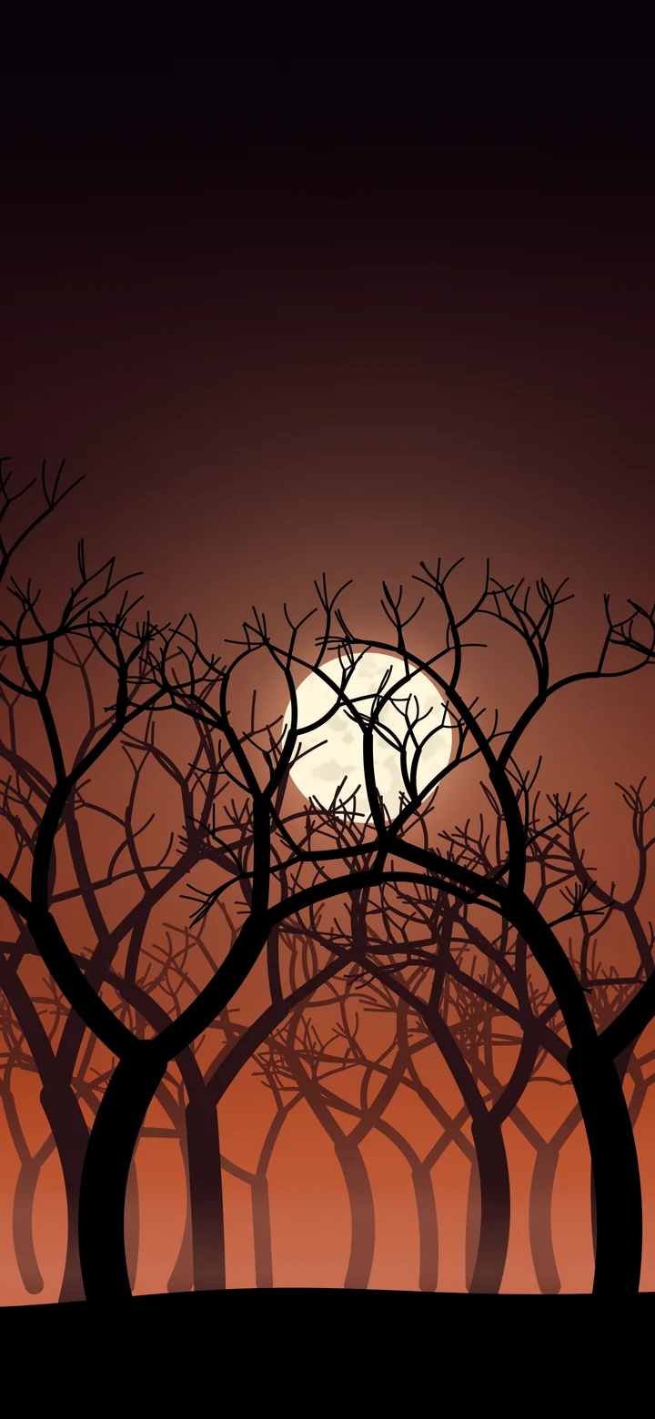 Burnt Orange Spooky Forest wallpaper for iPhone and Android