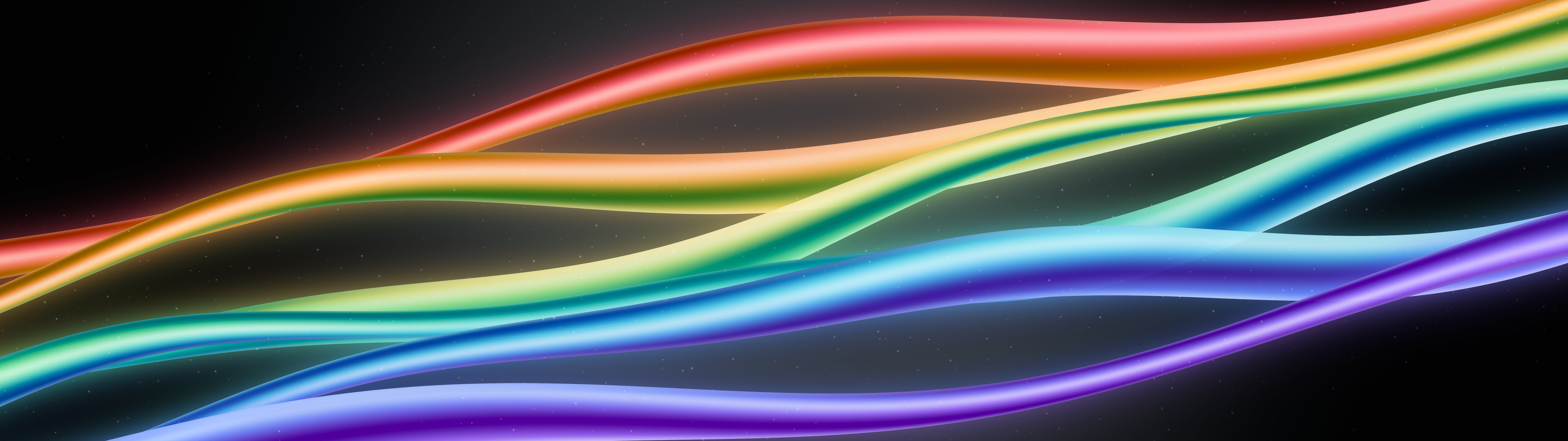 Charcoal Rainbow Waves dual monitor wallpaper, 7680 × 2160