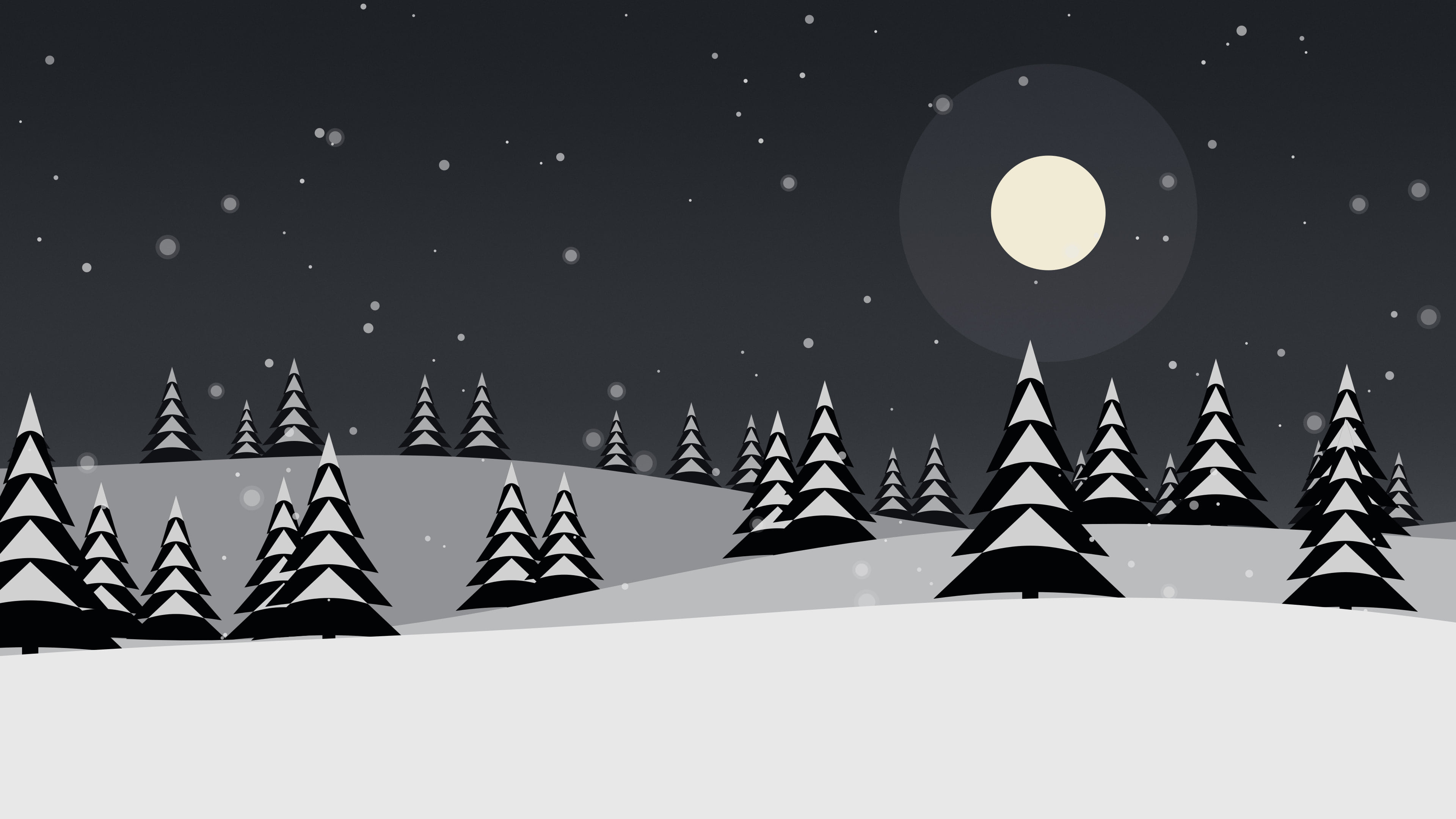 Charcoal Snowy Forest desktop wallpaper in 4K