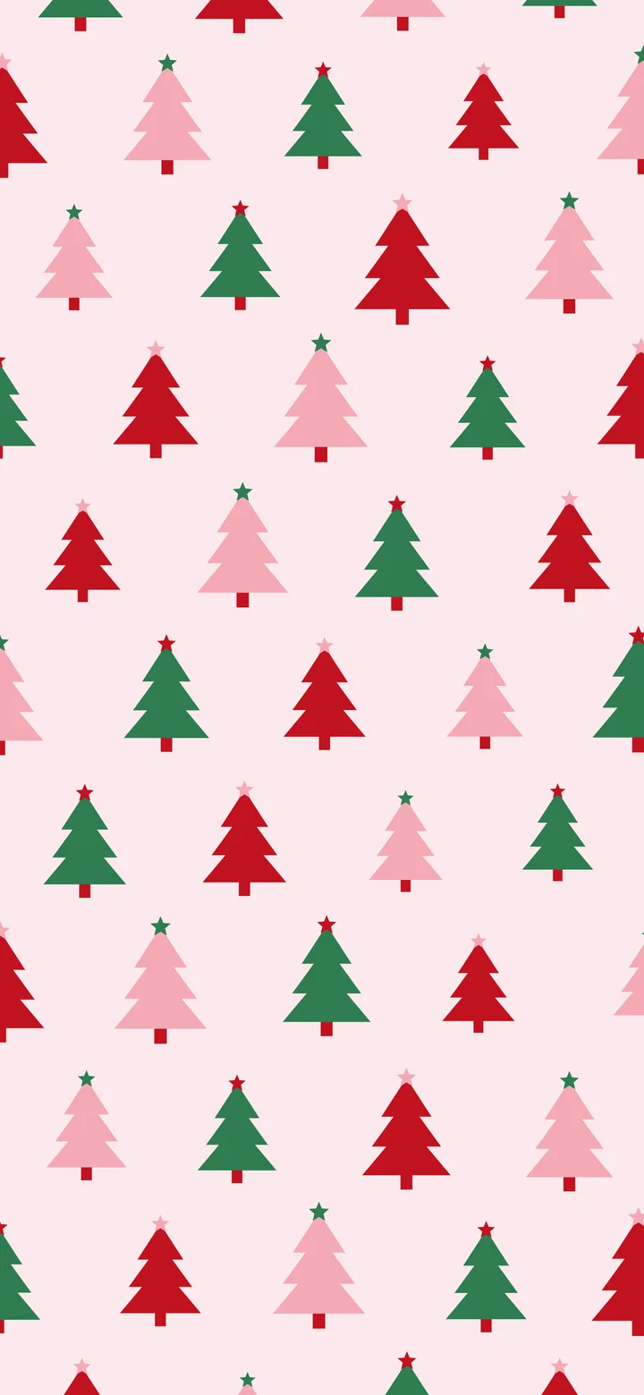 Cherry Red Christmas Tree Pattern wallpaper for iPhone and Android