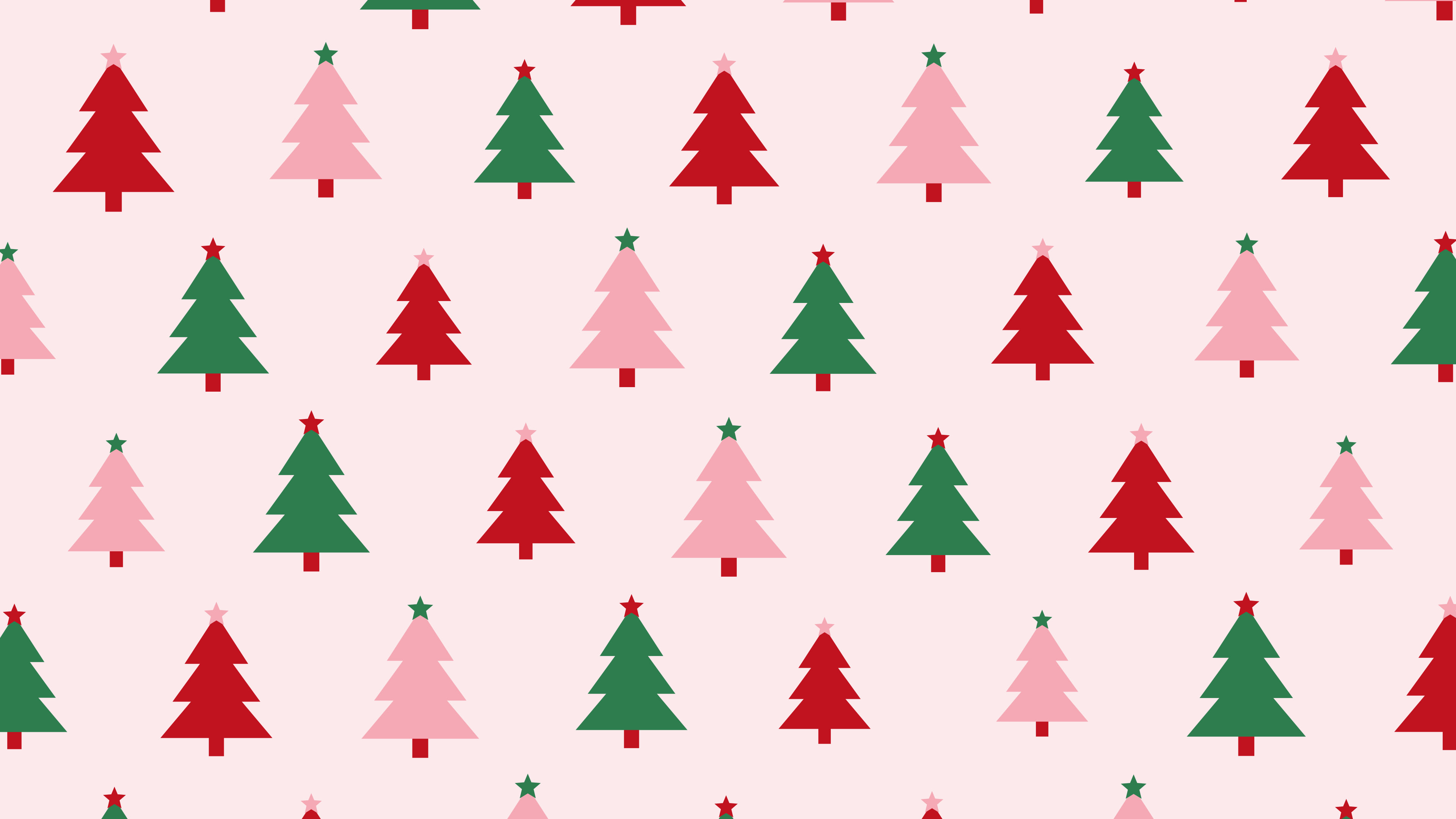 Cherry Red Christmas Tree Pattern desktop wallpaper in 4K