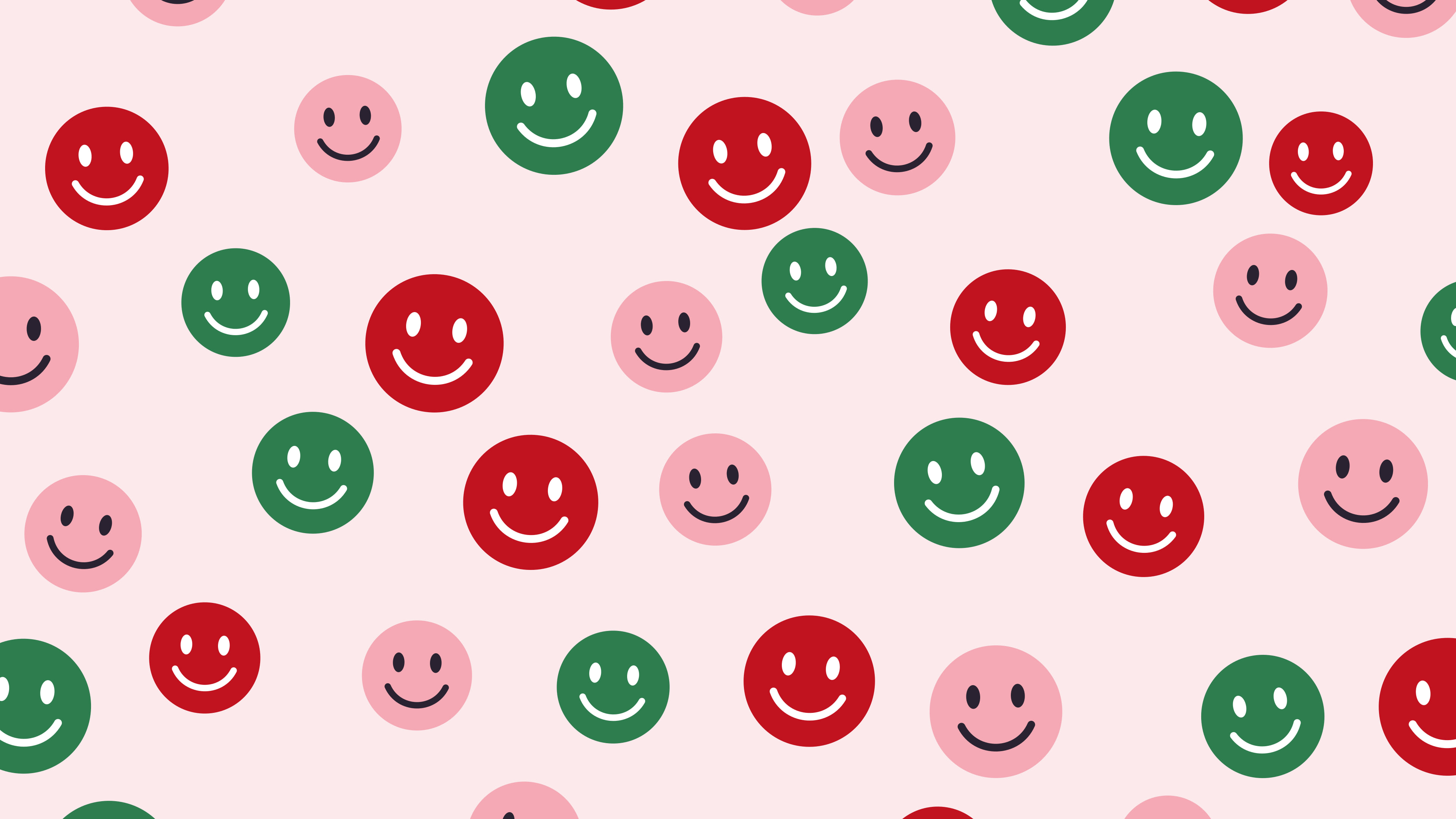 Cherry Red Smiley Face Pattern desktop wallpaper in 4K