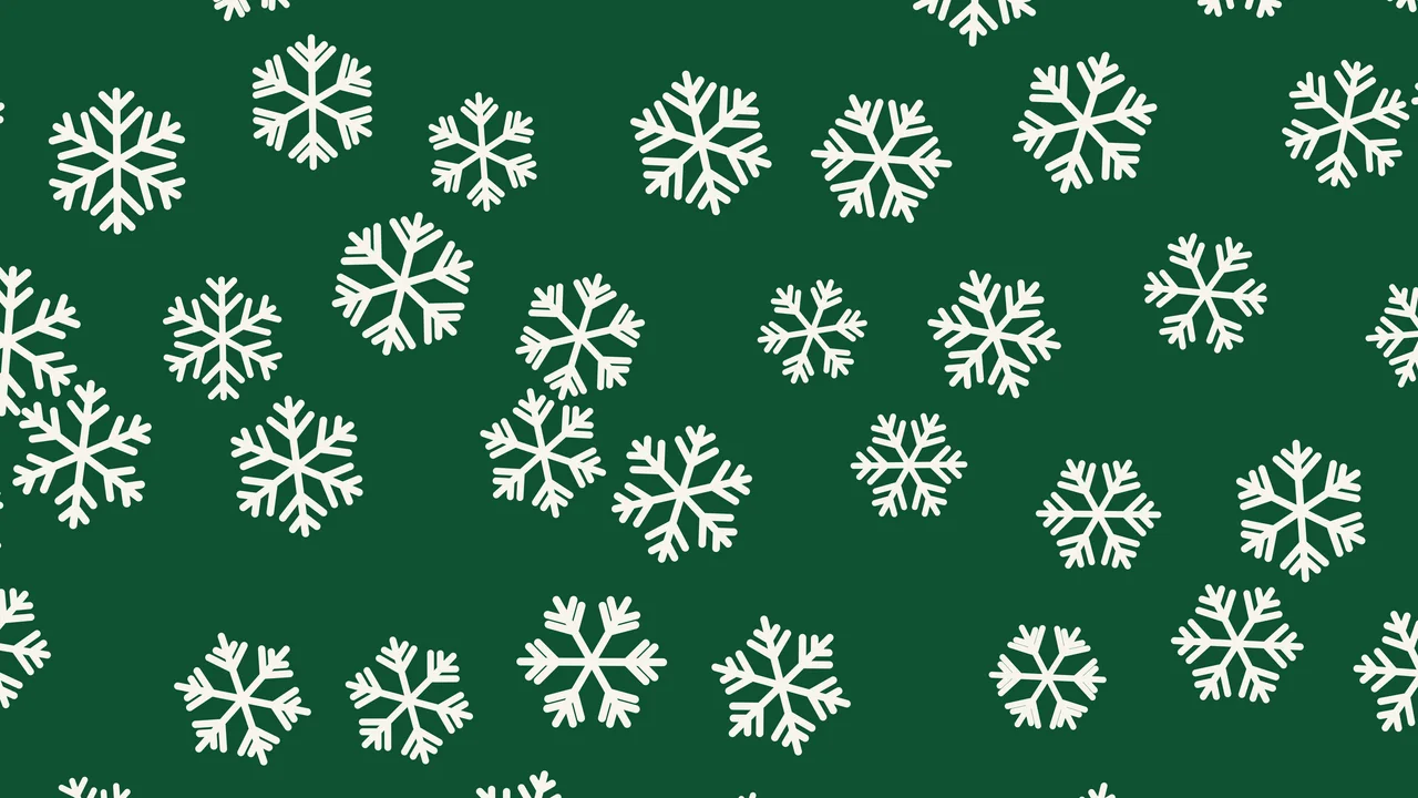 Christmas Green Snowflake Pattern desktop wallpaper in 4K