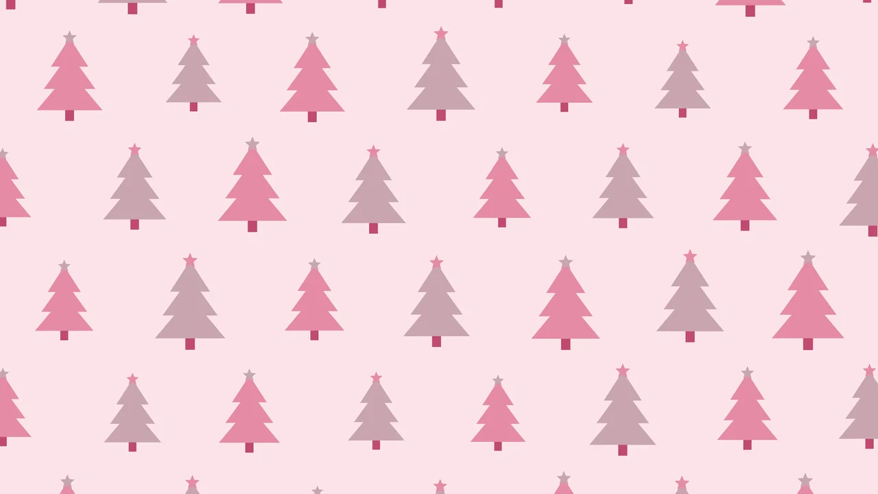 Coquette Pink Christmas Tree Pattern desktop wallpaper in 4K