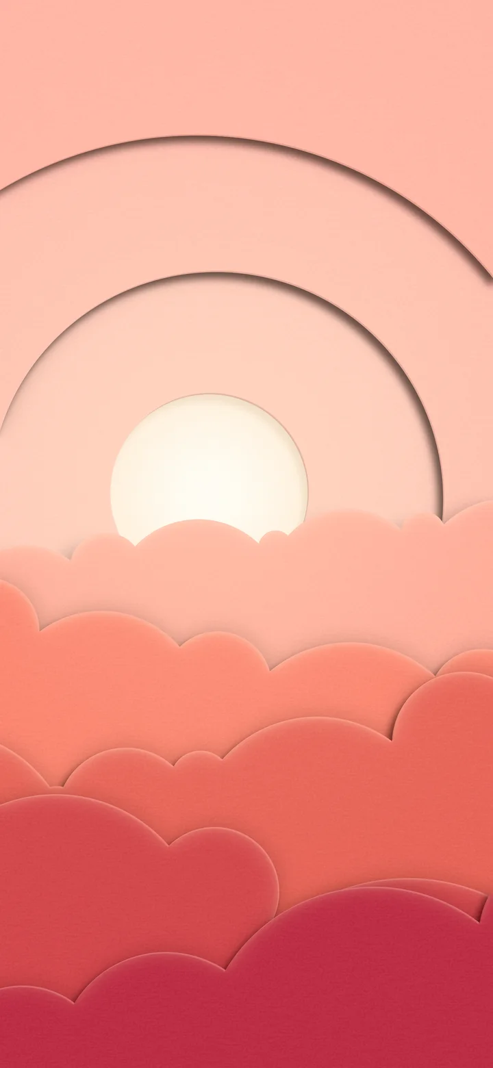 Coral 3D Paper Cut Clouds wallpaper for iPhone and Android
