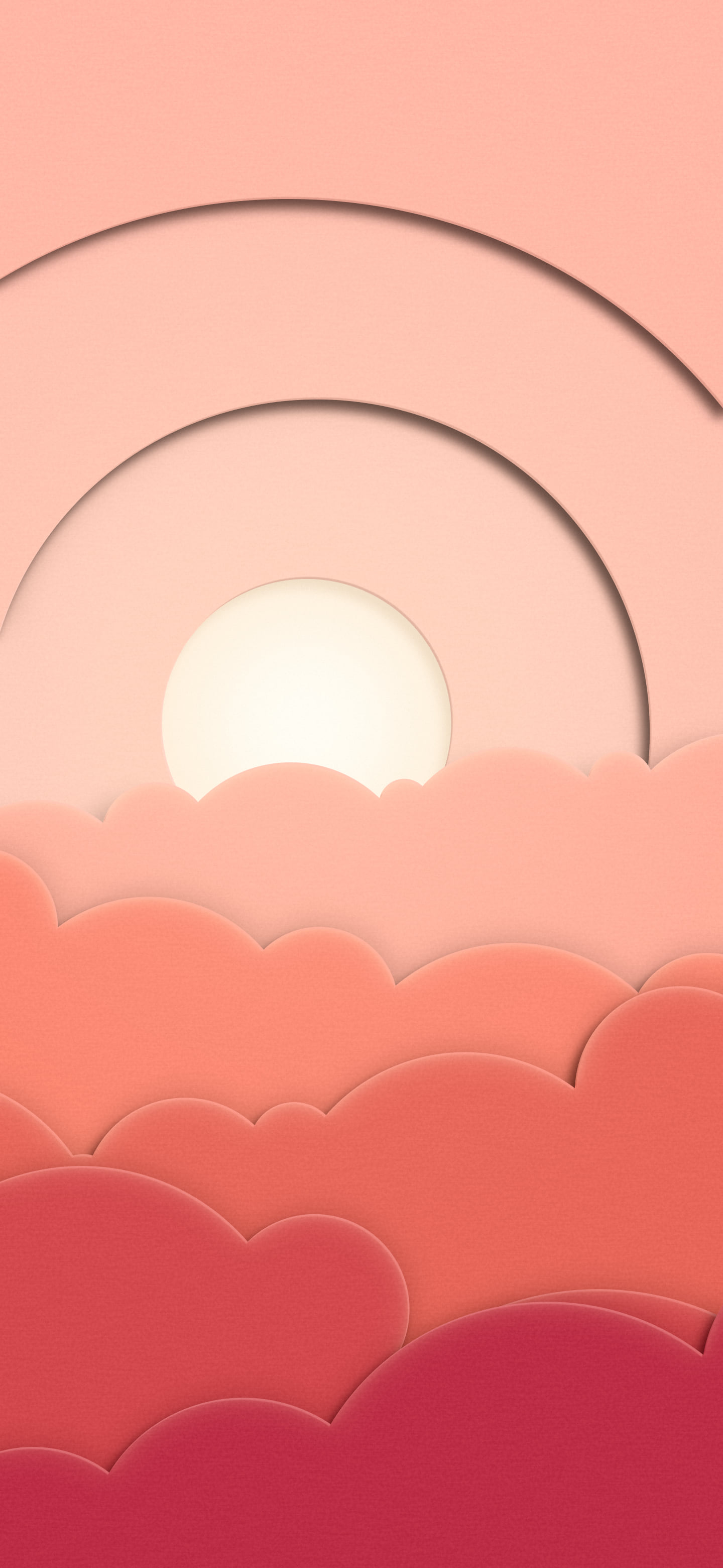Coral 3D Paper Cut Clouds wallpaper for iPhone and Android