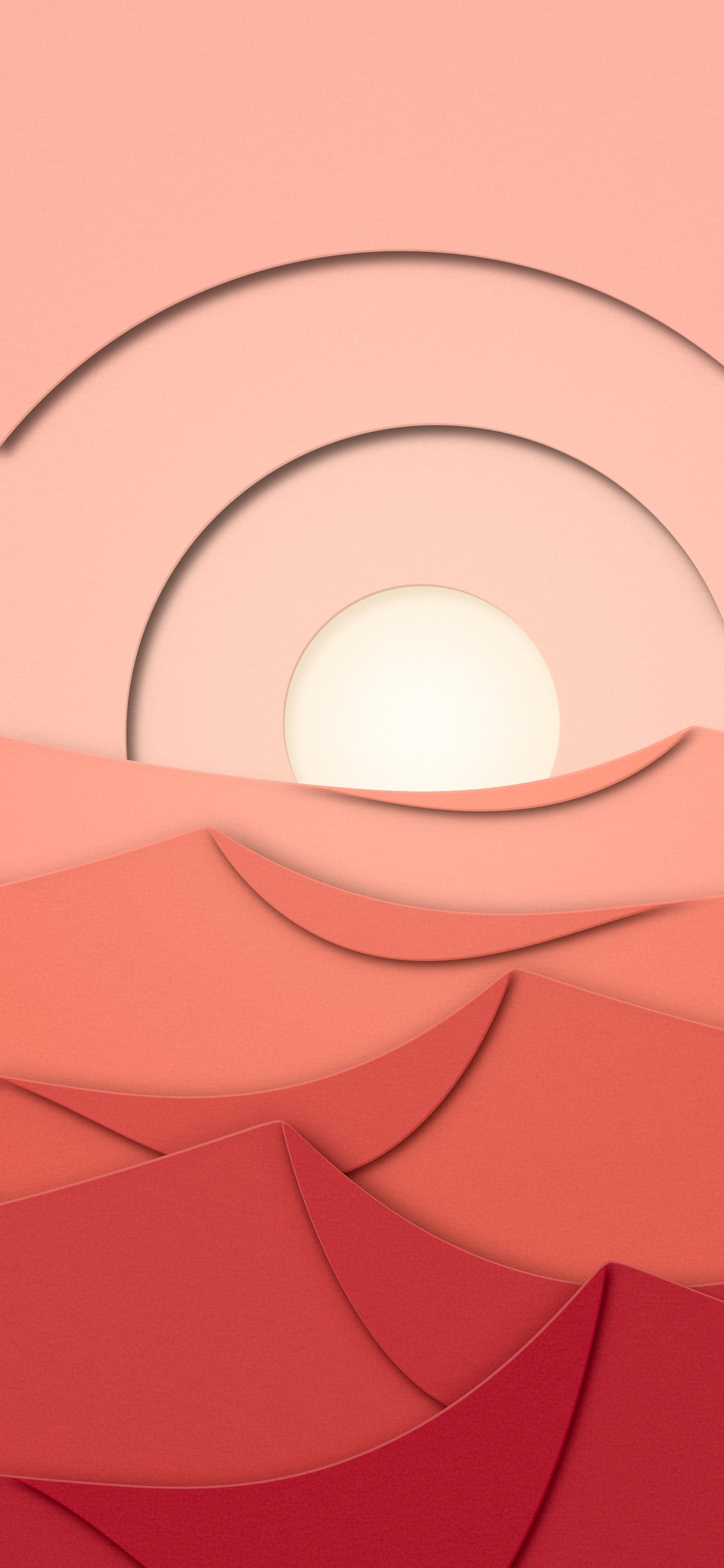 Coral 3D Paper Cut Desert Dunes at Sunset wallpaper for iPhone and Android