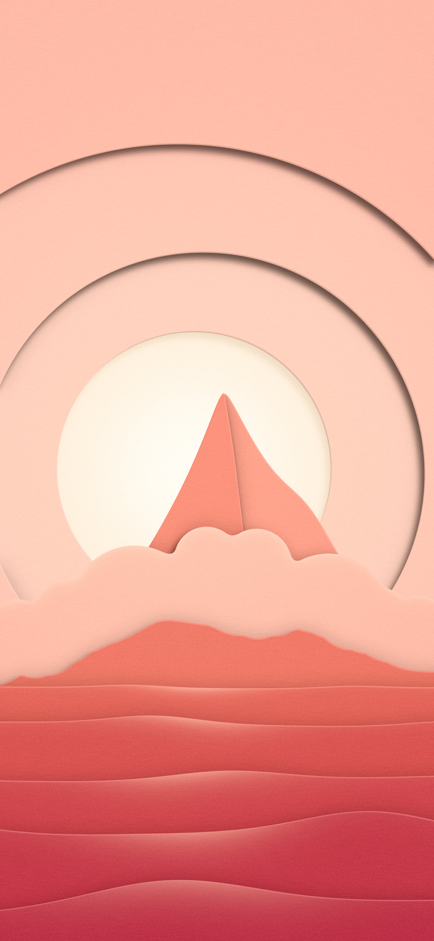 Coral 3D Paper Cut Island wallpaper for iPhone and Android