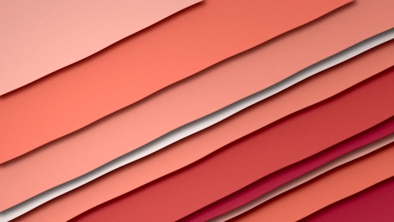 Coral 3D Paper Cut Stripes desktop wallpaper in 4K