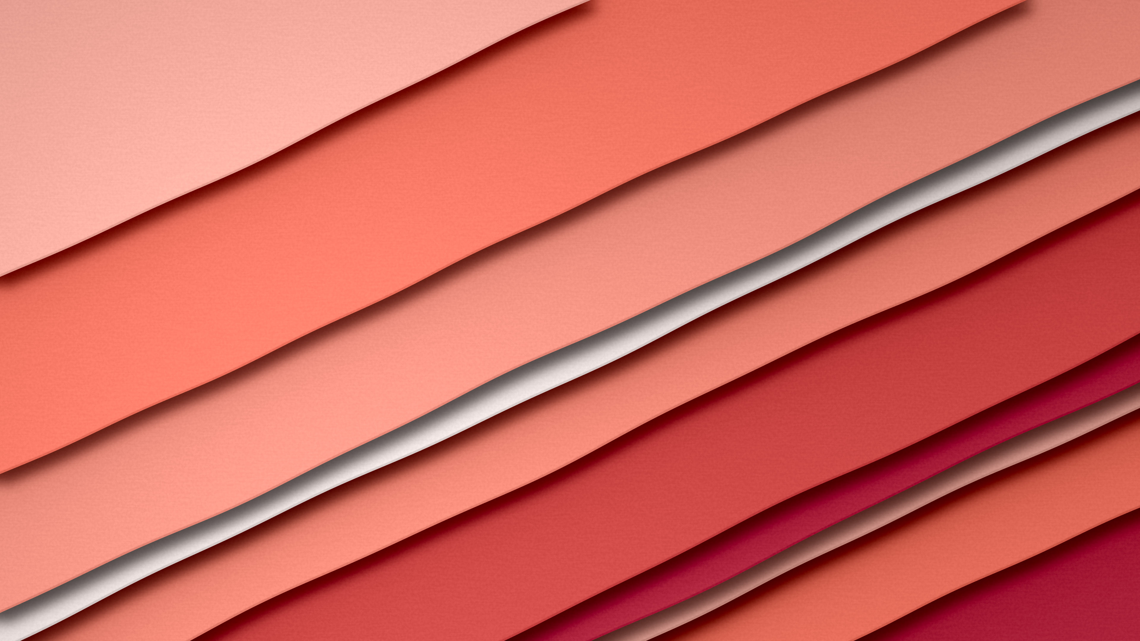 Coral 3D Paper Cut Stripes desktop wallpaper in 4K
