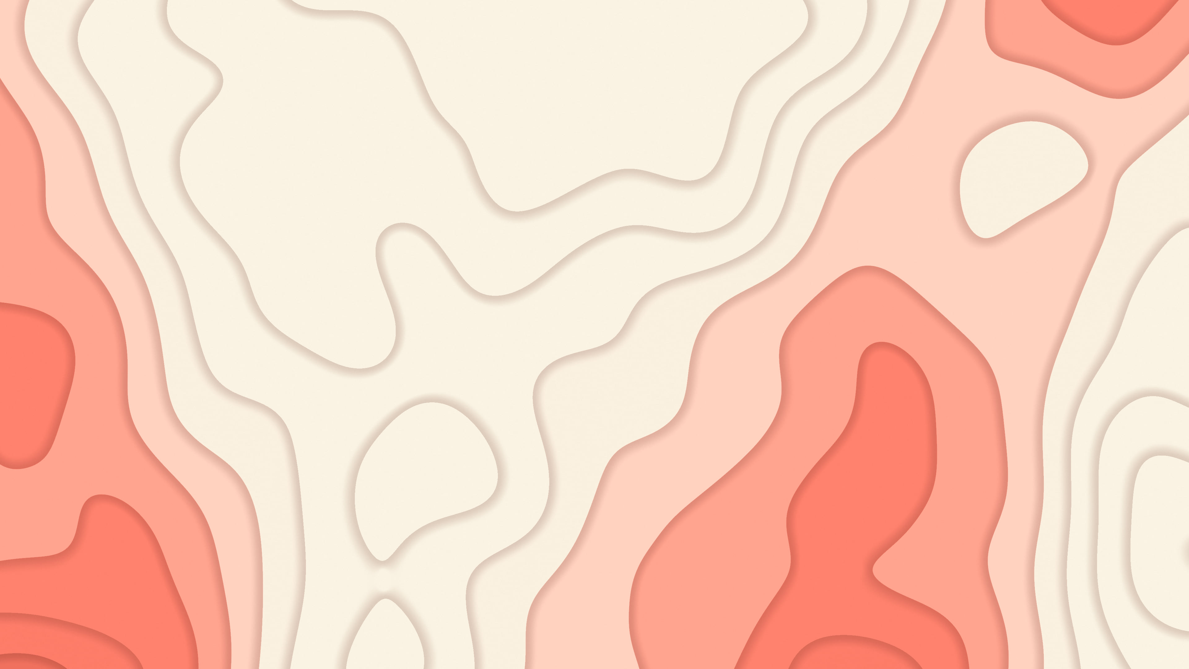 Coral and Cream Layered Topographic desktop wallpaper in 4K