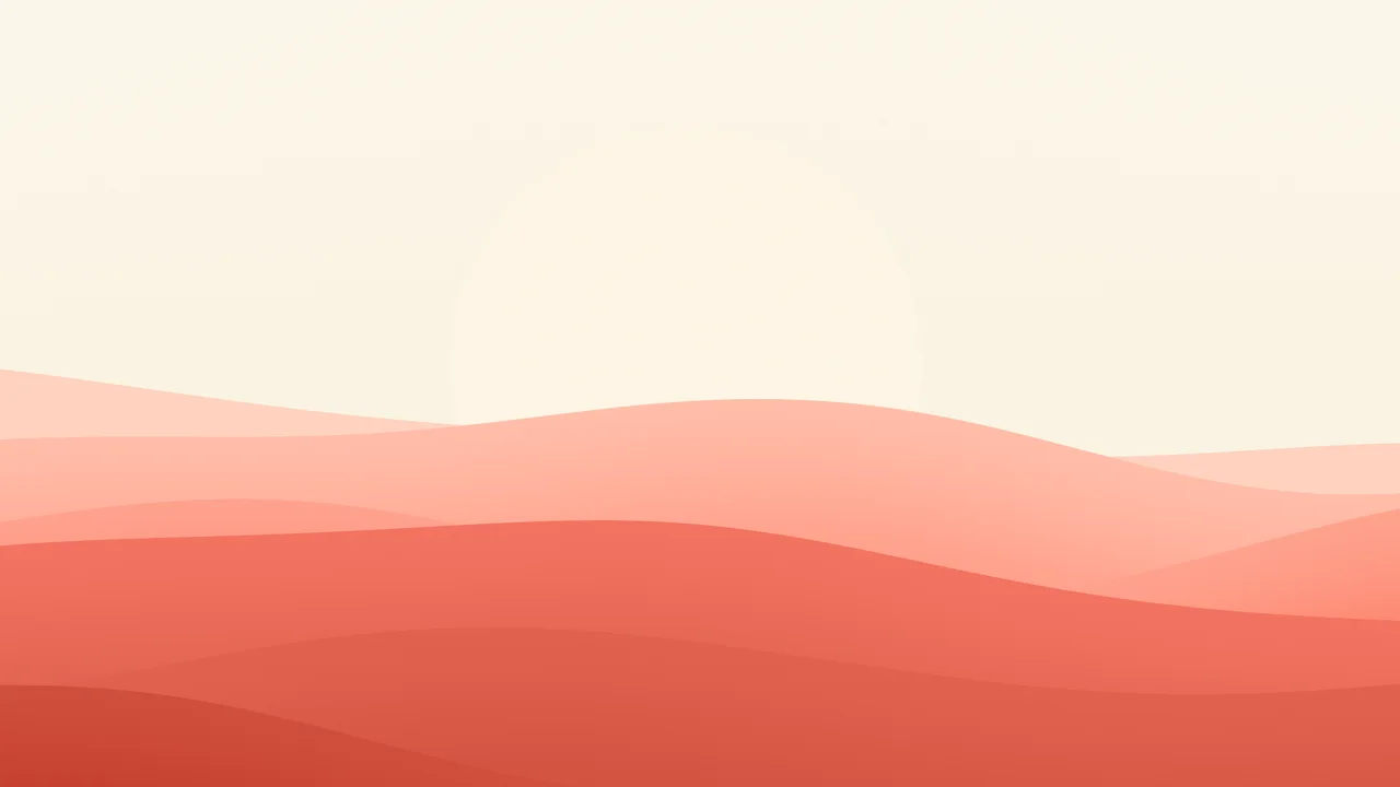 Coral and Cream Minimalist Sunset Hills desktop wallpaper in 4K
