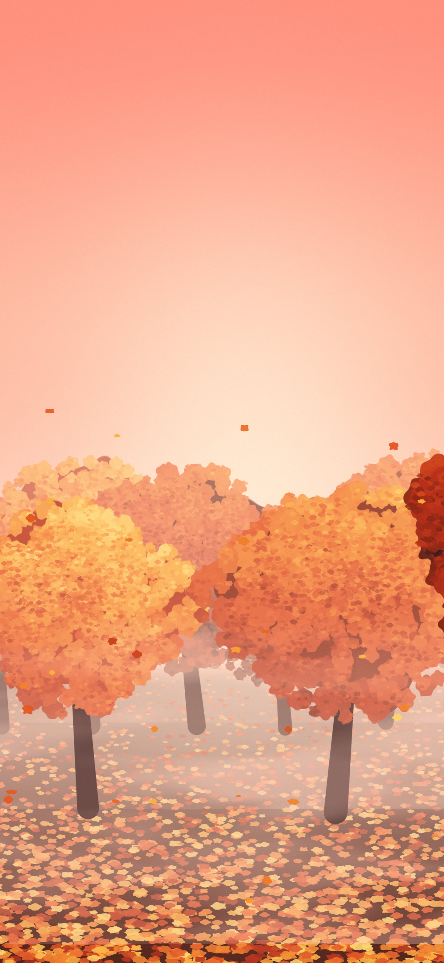 Coral Autumn Forest wallpaper for iPhone and Android