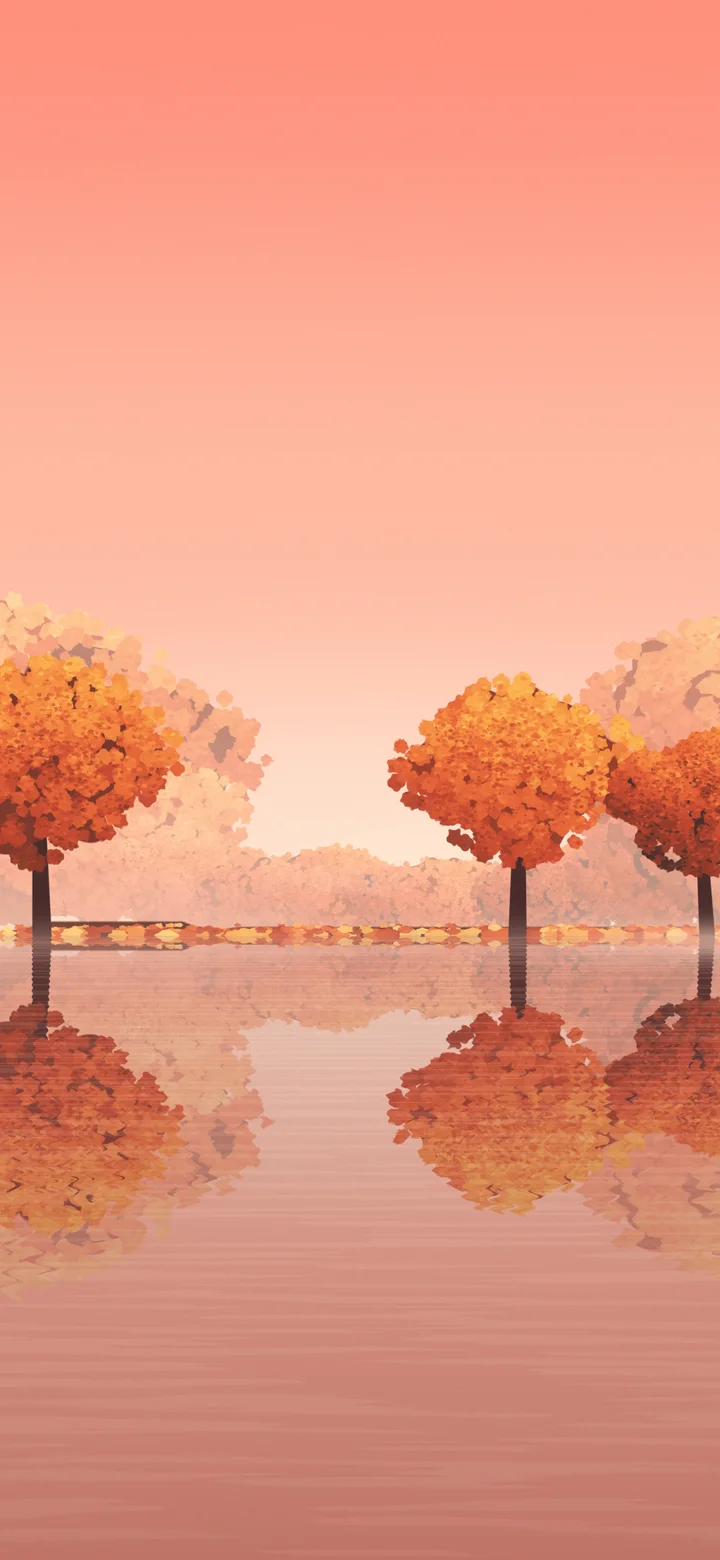 Coral Autumn Lake wallpaper for iPhone and Android