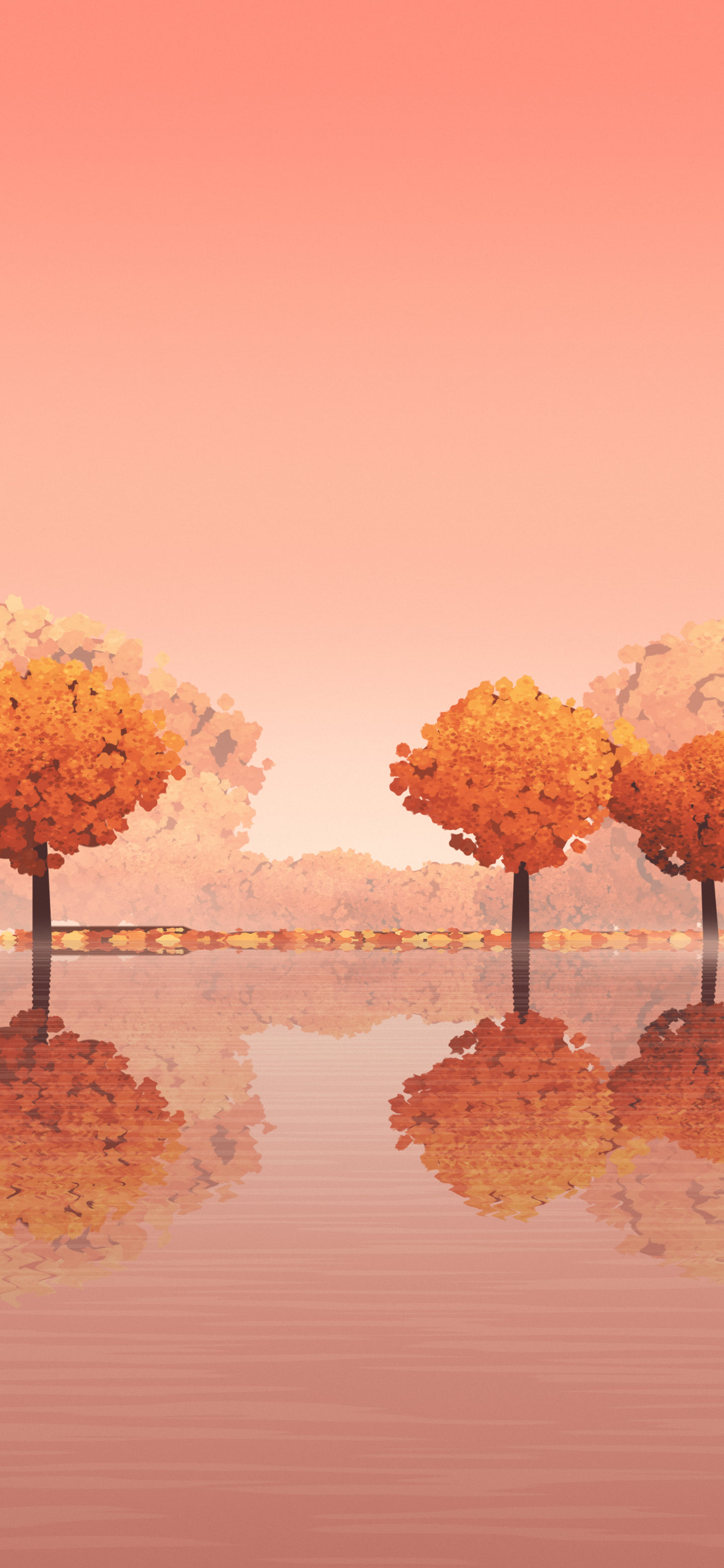 Coral Autumn Lake wallpaper for iPhone and Android