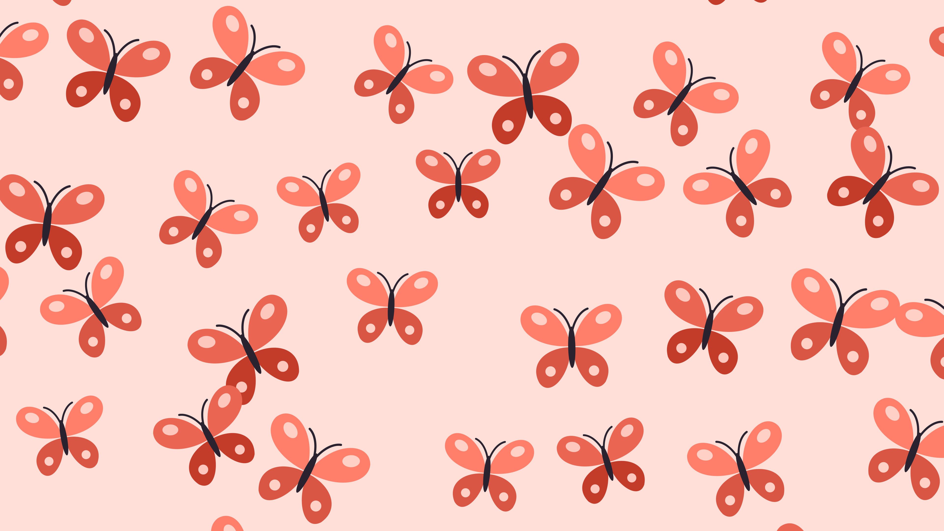 Coral Butterfly Pattern desktop wallpaper in 4K