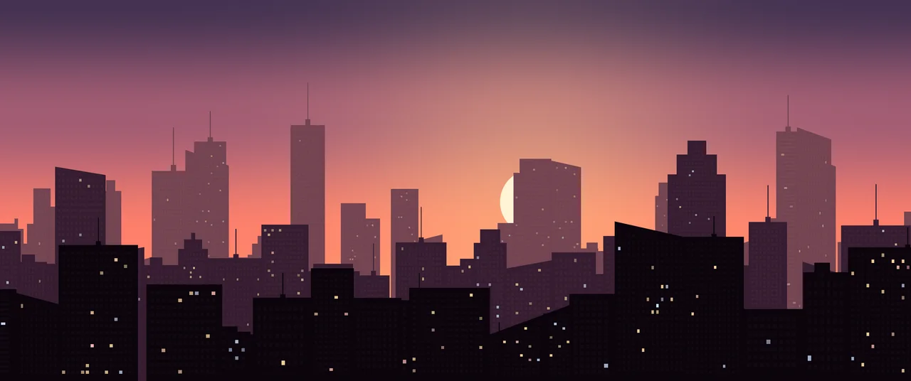 Coral City Skyline Sunset ultrawide wallpaper, 3440 × 1440