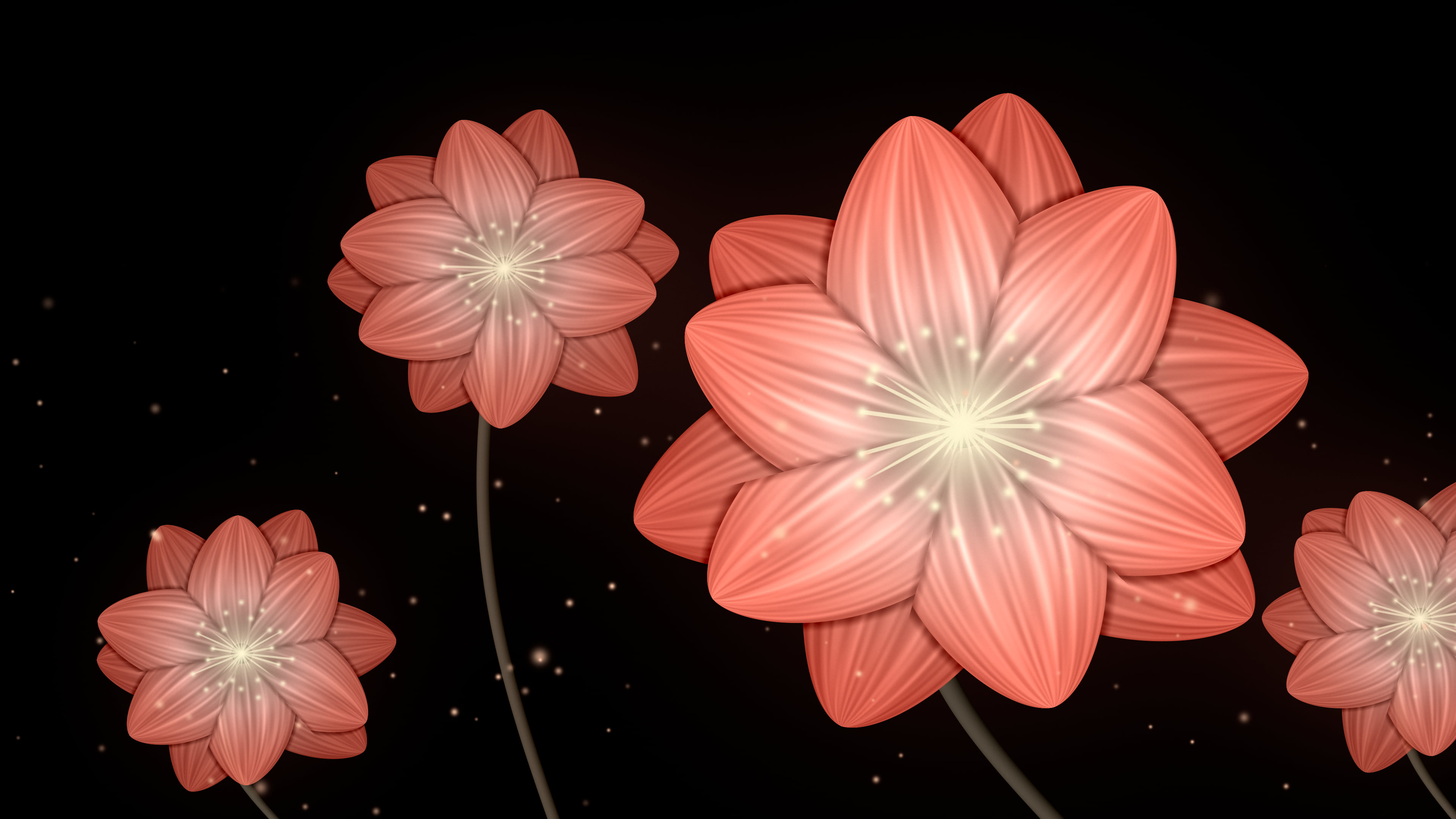 Coral Glowing Flower desktop wallpaper in 4K