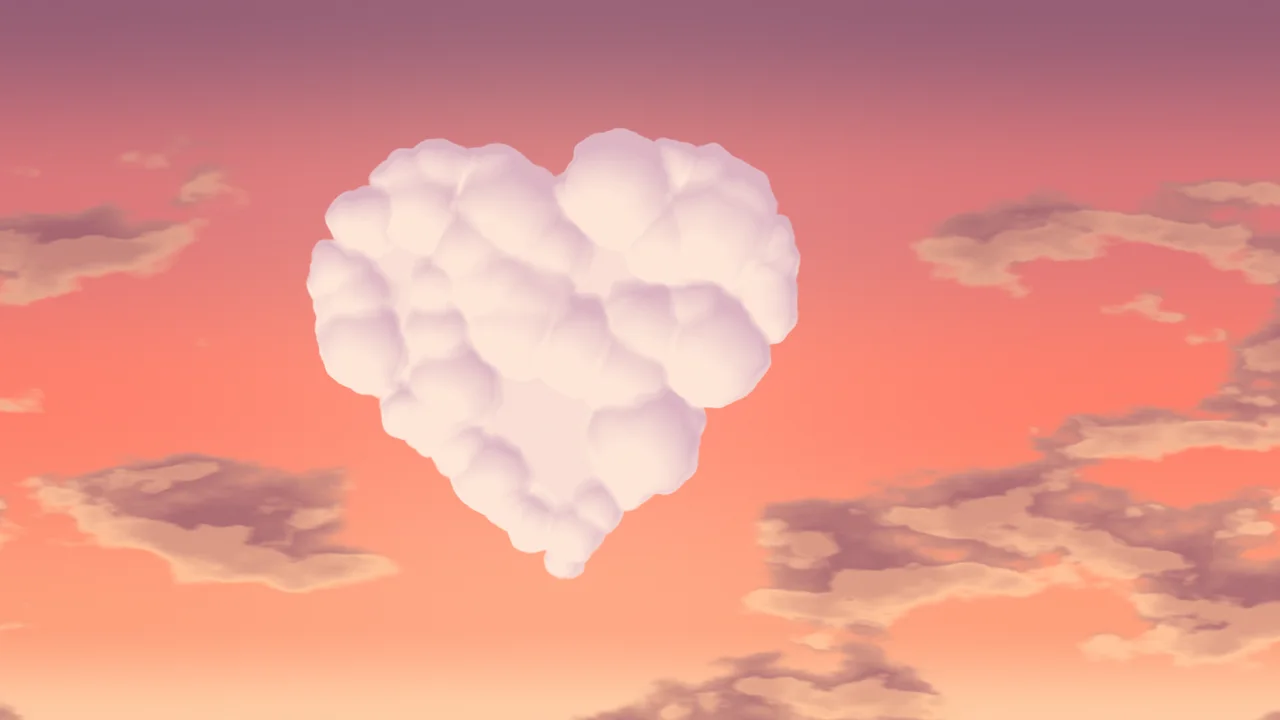 Coral Heart Cloud Sky desktop wallpaper in 4K