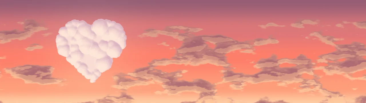 Coral Heart Cloud Sky dual monitor wallpaper, 7680 × 2160
