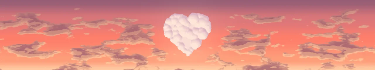 Coral Heart Cloud Sky triple monitor wallpaper, 7680 × 1440