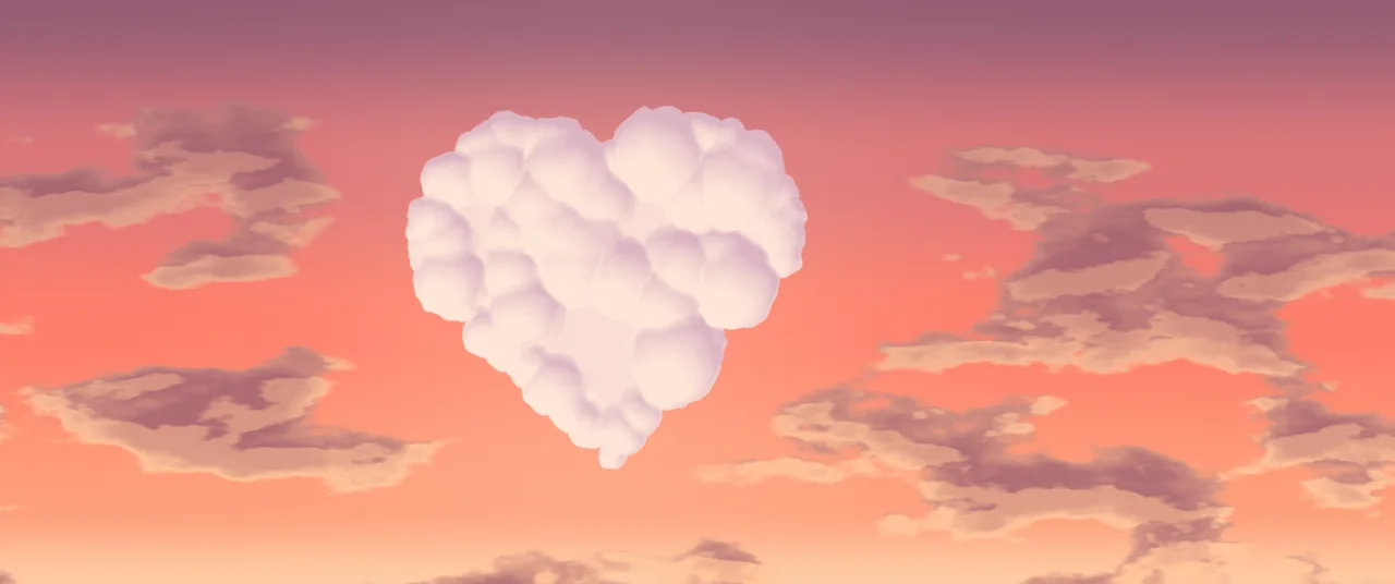 Coral Heart Cloud Sky ultrawide wallpaper, 3440 × 1440