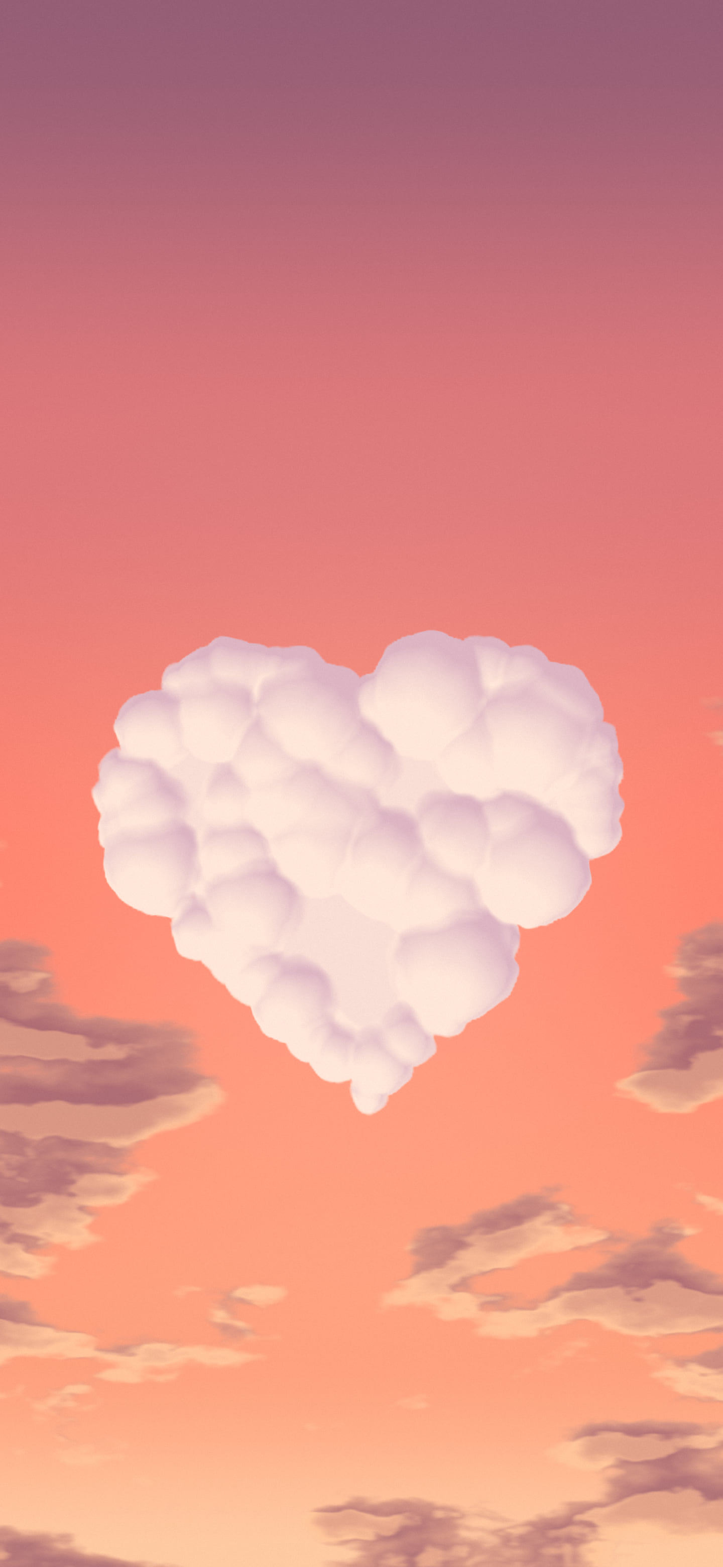 Coral Heart Cloud Sky wallpaper for iPhone and Android