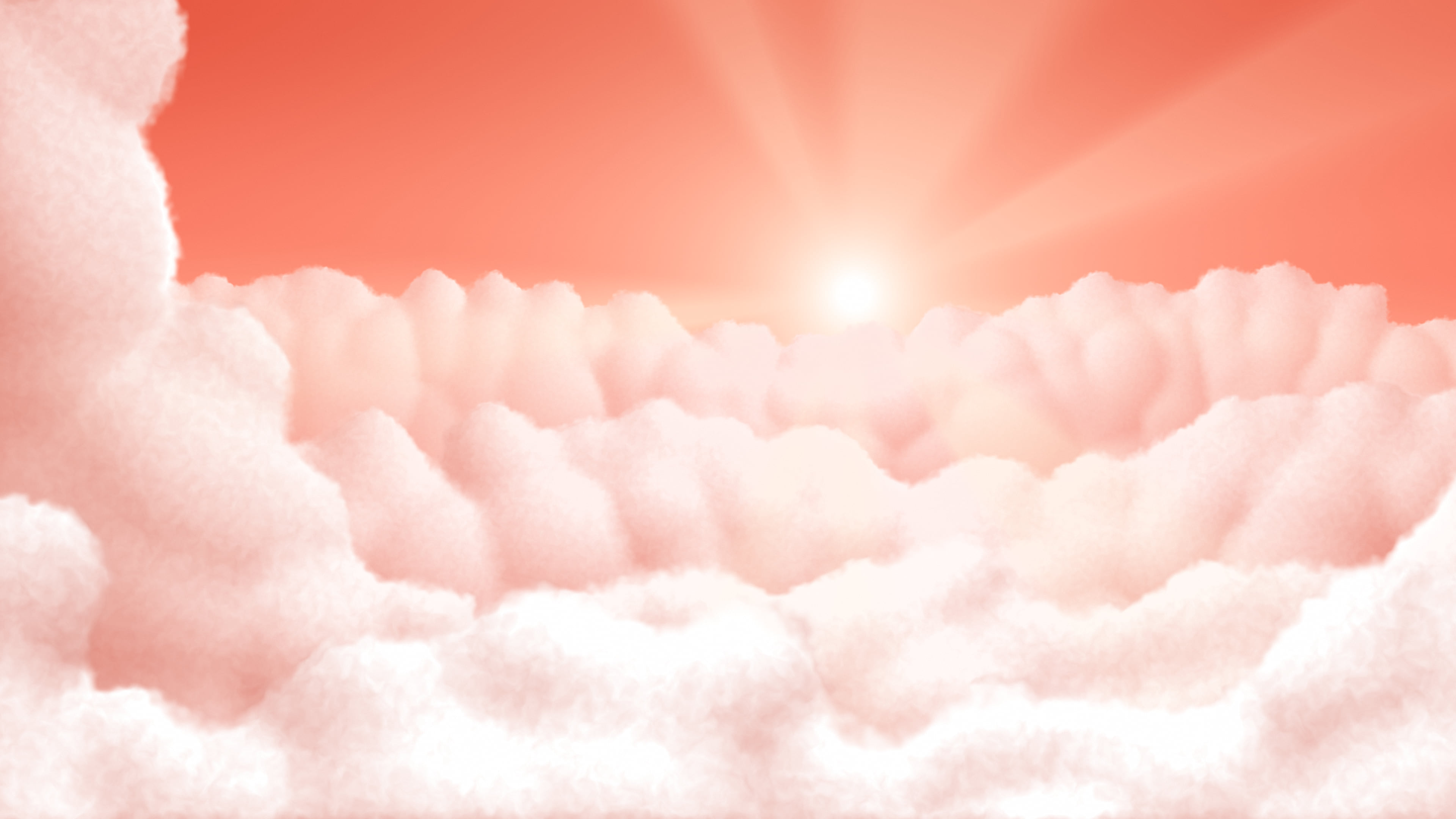 Coral Heavenly Clouds desktop wallpaper in 4K