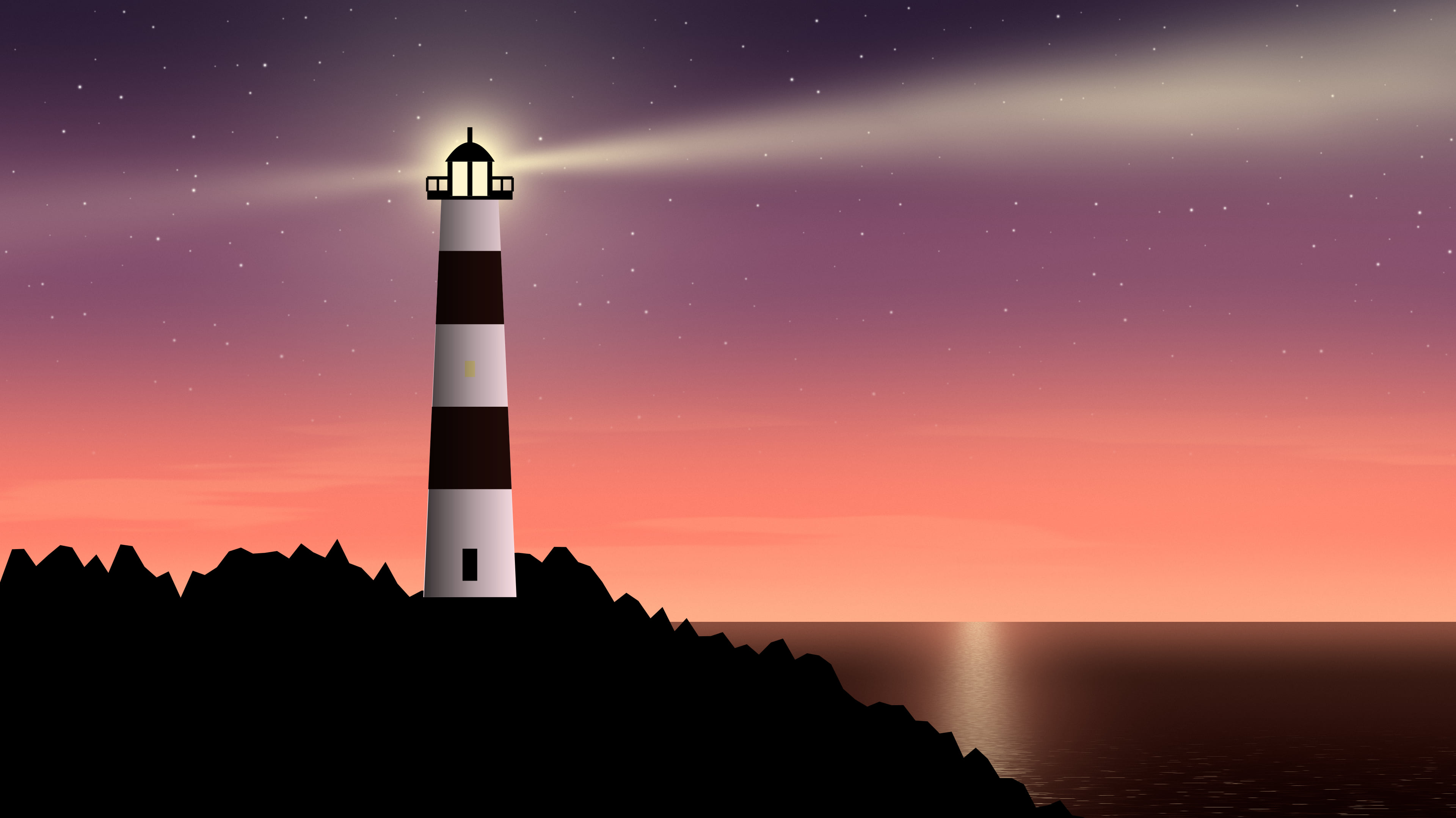 Coral Lighthouse desktop wallpaper in 4K