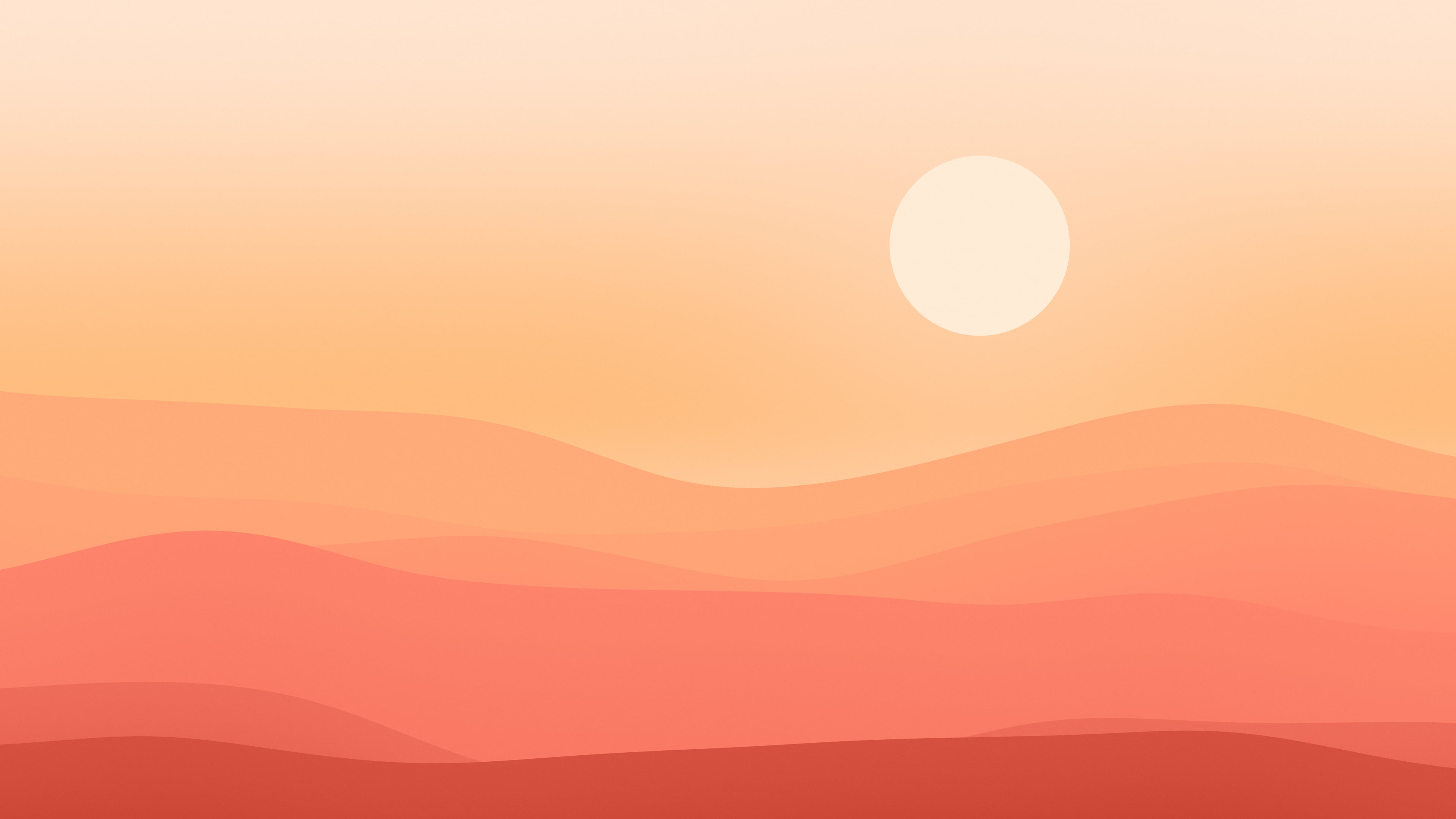 Coral Minimalist Desert Dunes desktop wallpaper in 4K