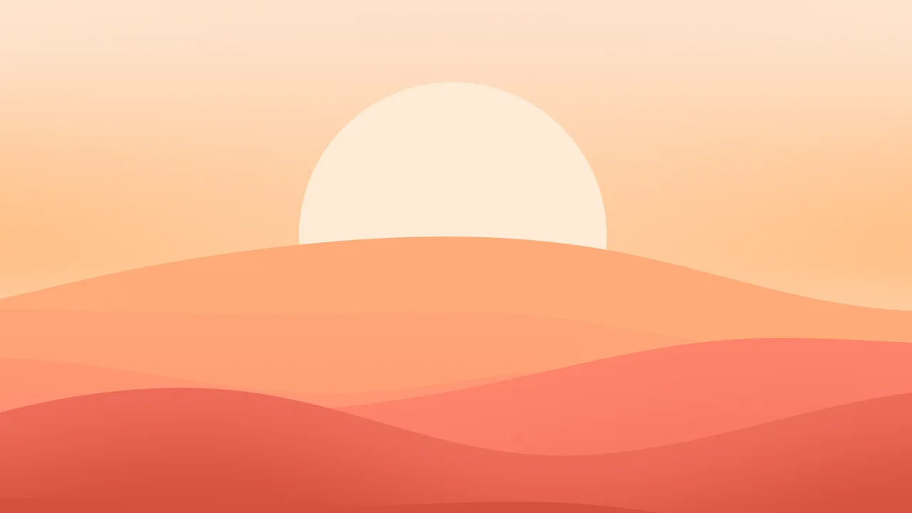 Coral Minimalist Sunset Hills desktop wallpaper in 4K