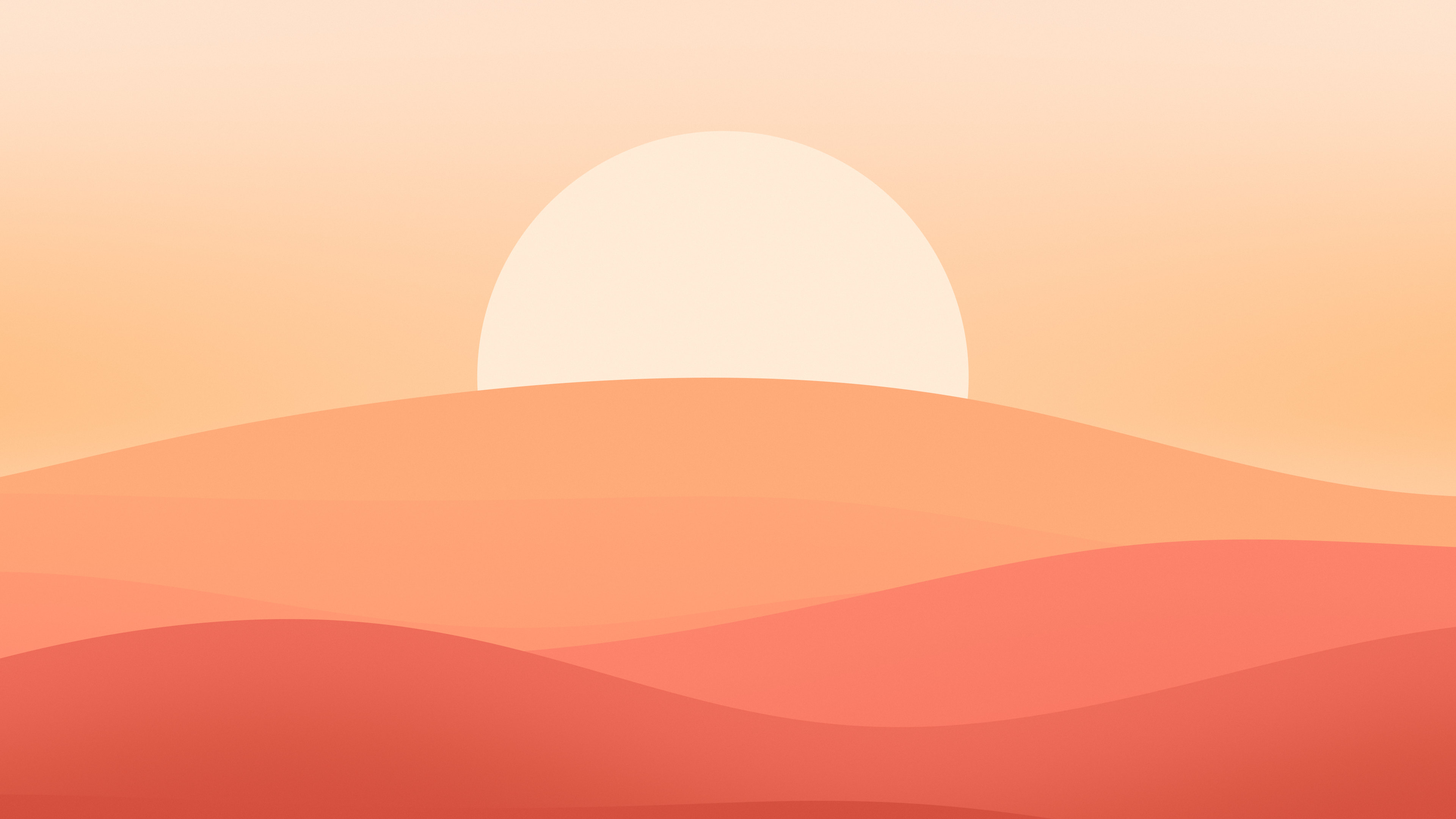Coral Minimalist Sunset Hills desktop wallpaper in 4K