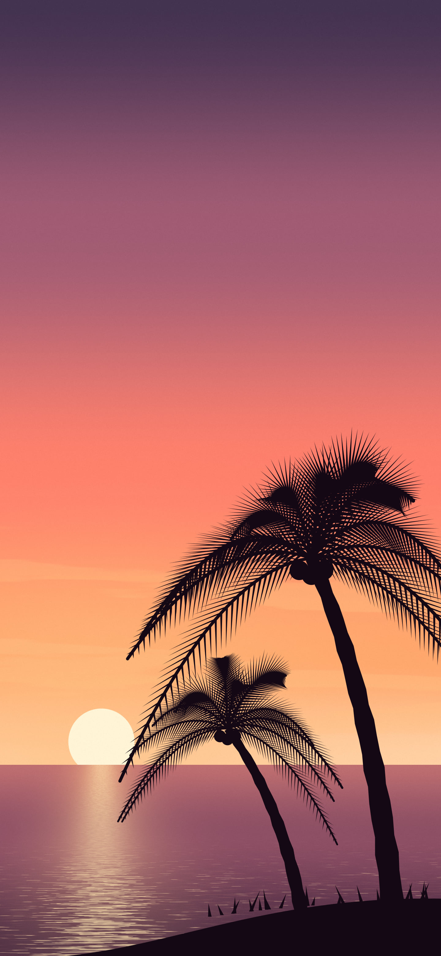 Coral Palm Tree Sunset wallpaper for iPhone and Android