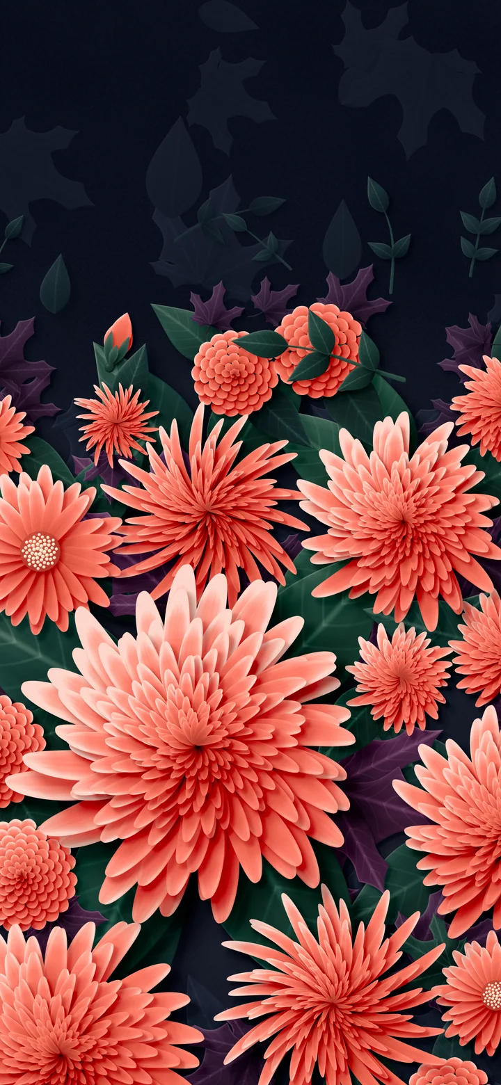 Coral Paper Chrysanthemums wallpaper for iPhone and Android