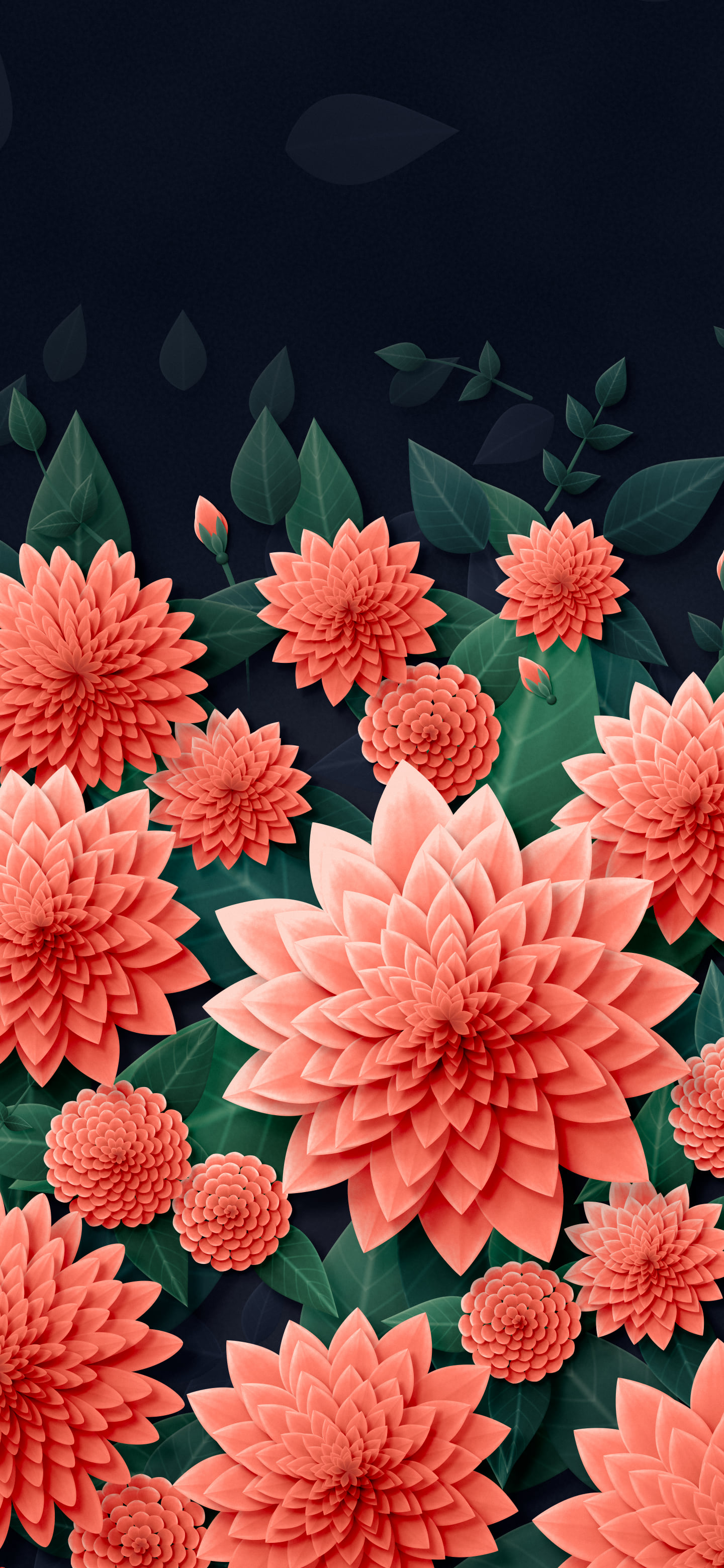 Coral Paper Dahlias wallpaper for iPhone and Android