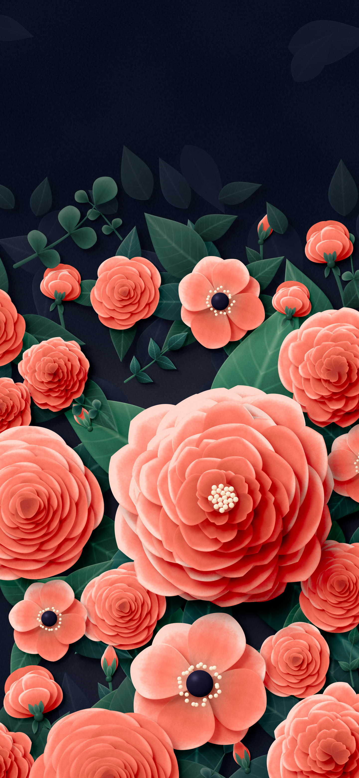 Coral Paper Flower Garden wallpaper for iPhone and Android
