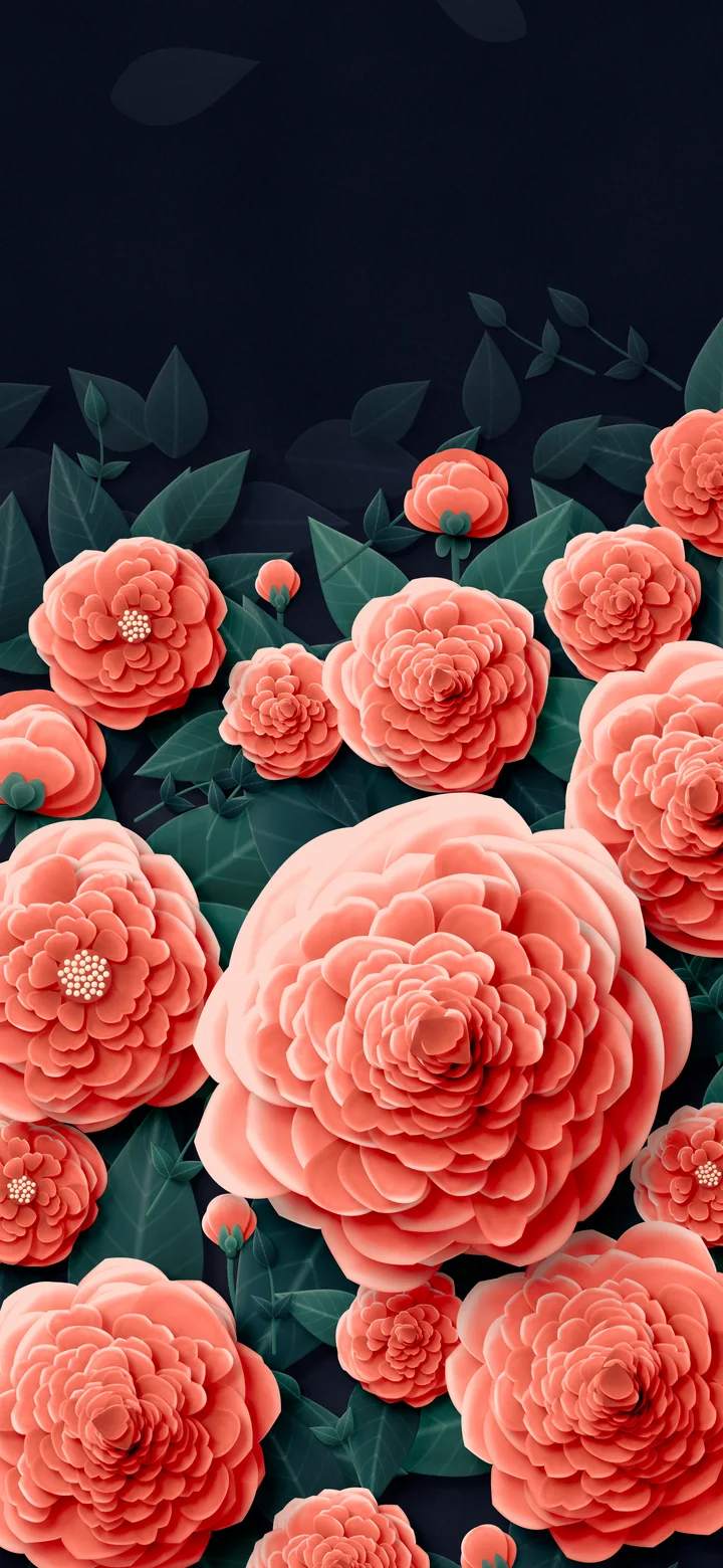 Coral Paper Peonies wallpaper for iPhone and Android