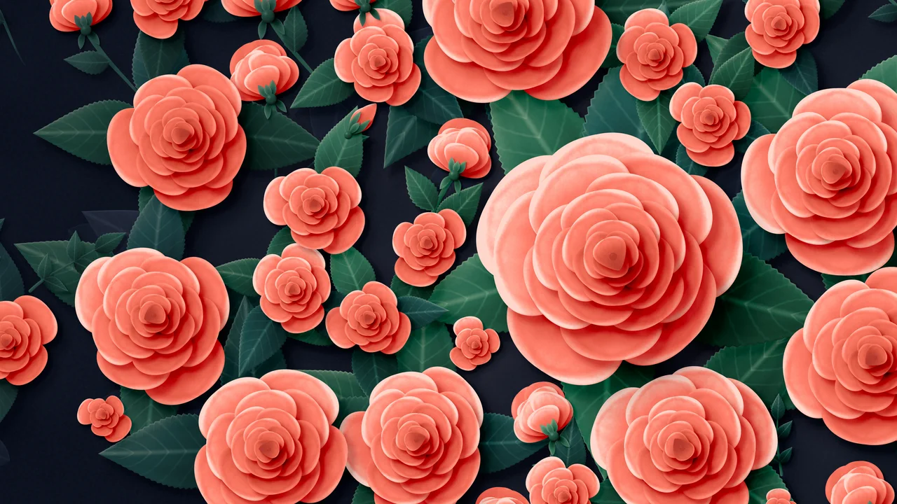Coral Paper Roses desktop wallpaper in 4K