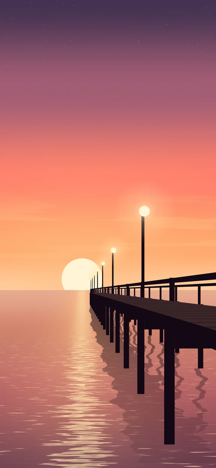 Coral Pier Sunset wallpaper for iPhone and Android
