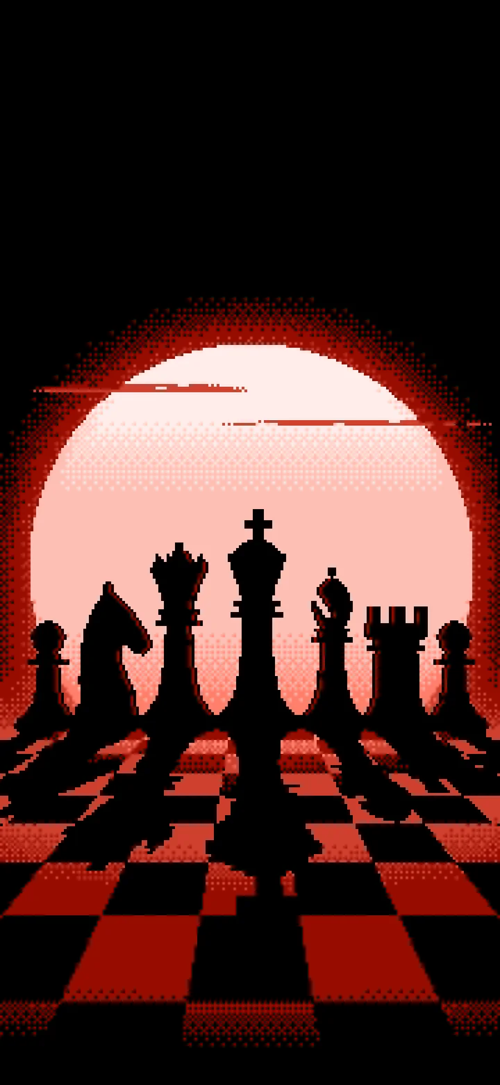 Coral Pixel Art Chess Pieces wallpaper for iPhone and Android