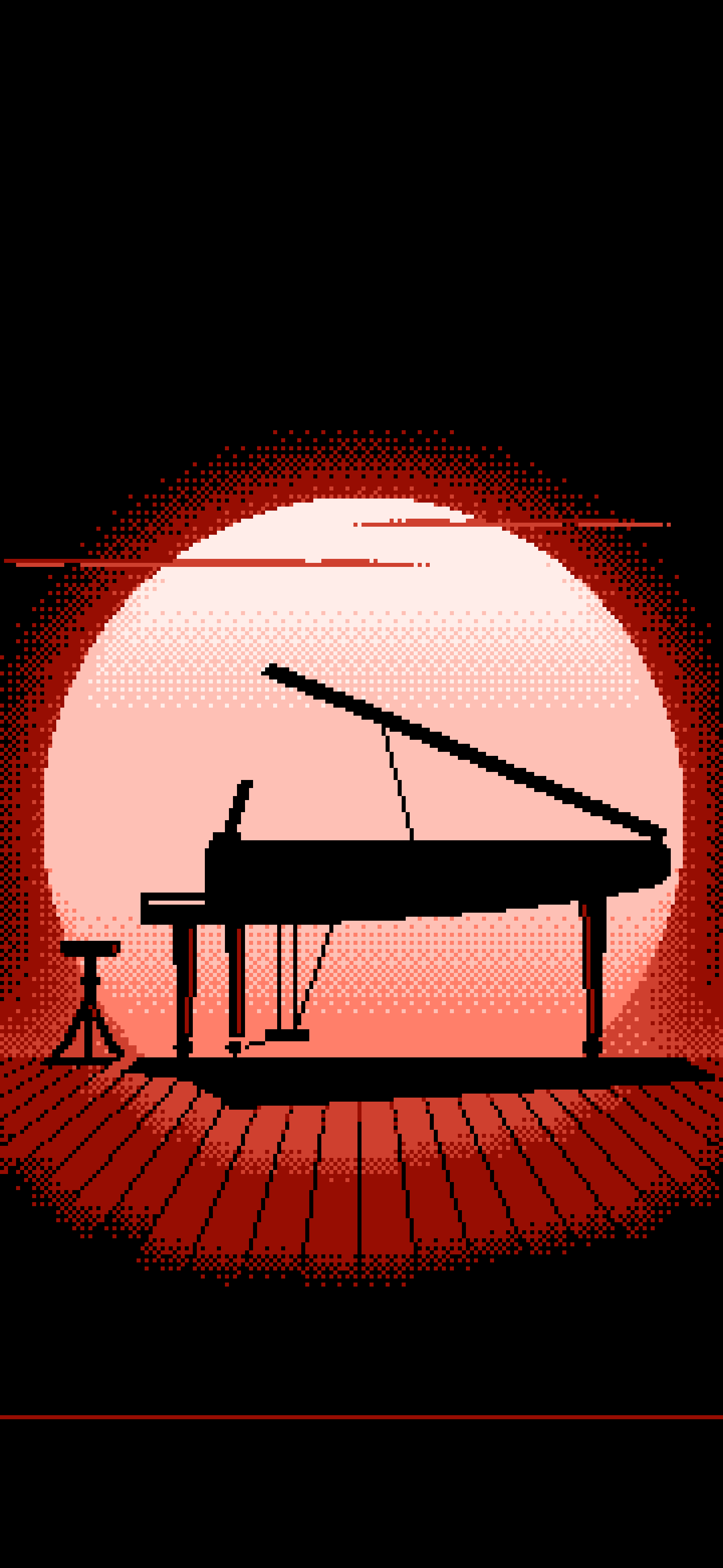 Coral Pixel Art Grand Piano Silhouette wallpaper for iPhone and Android