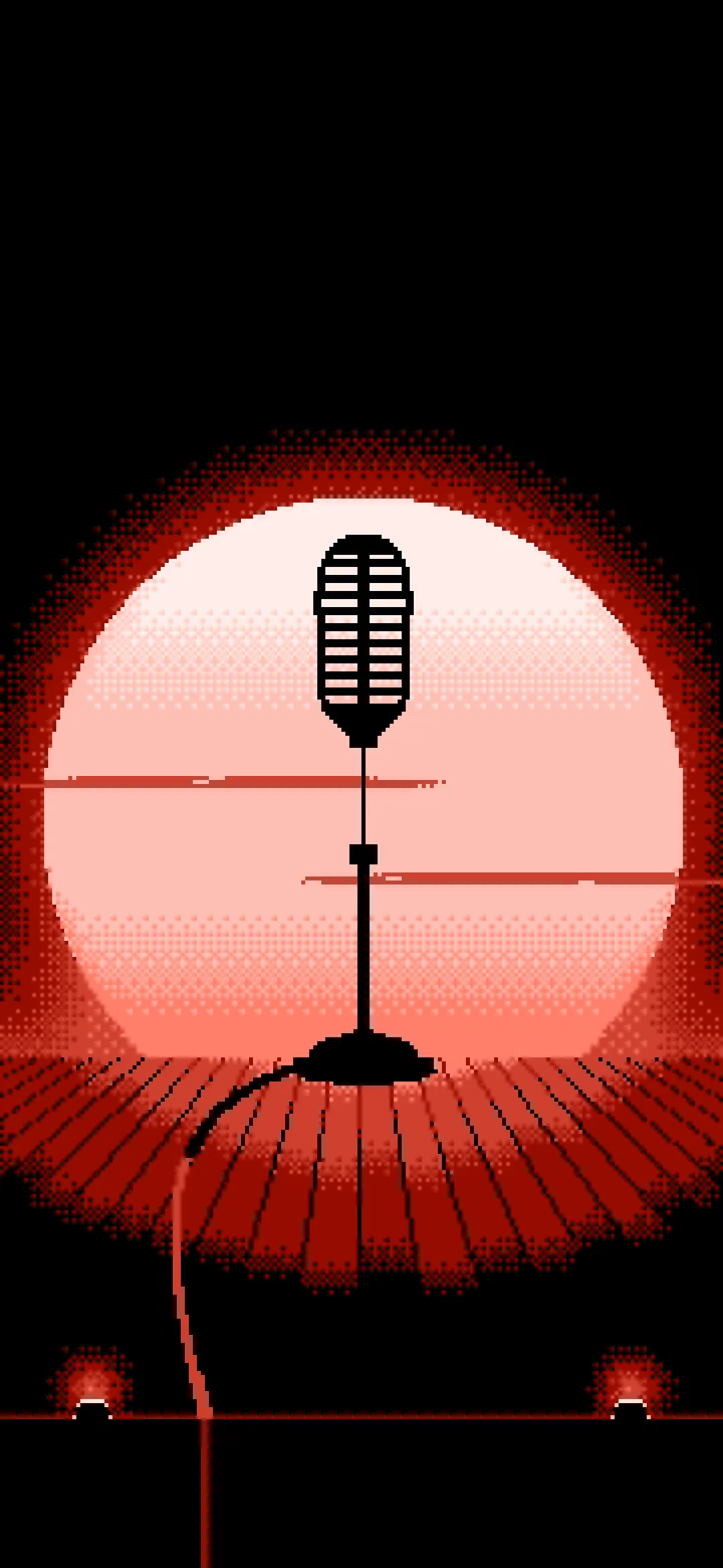 Coral Pixel Art Microphone on a Stand wallpaper for iPhone and Android