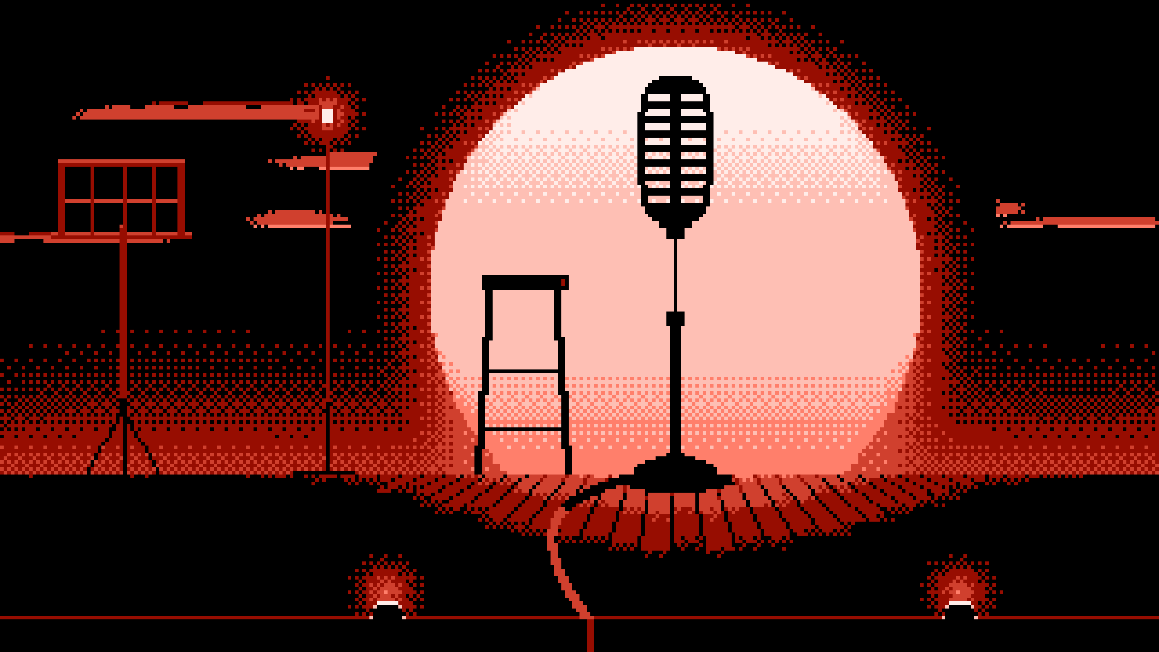 Coral Pixel Art Microphone on a Stand desktop wallpaper in 4K