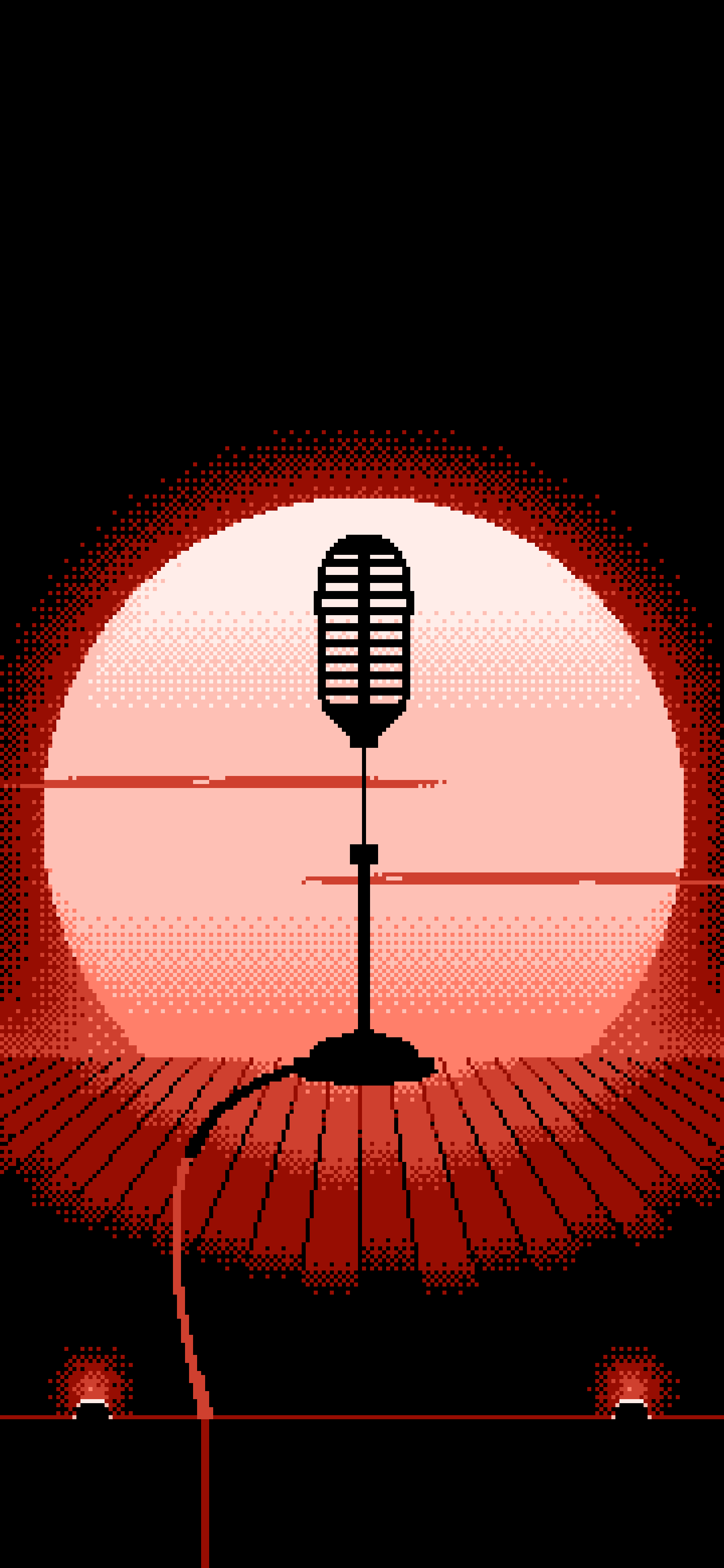 Coral Pixel Art Microphone on a Stand wallpaper for iPhone and Android