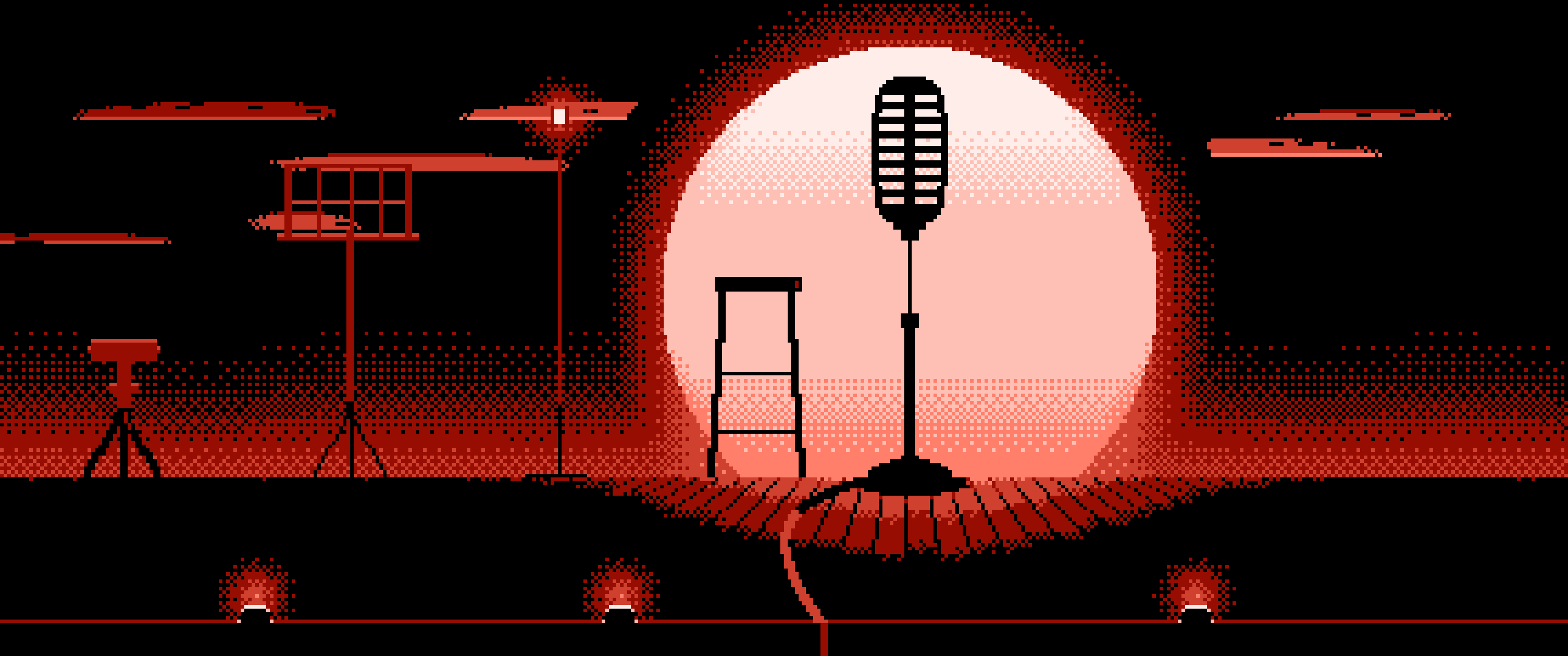 Coral Pixel Art Microphone on a Stand ultrawide wallpaper, 3440 × 1440