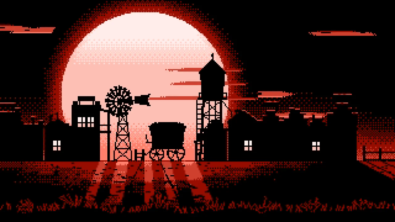 Coral Pixel Art Old West Town desktop wallpaper in 4K