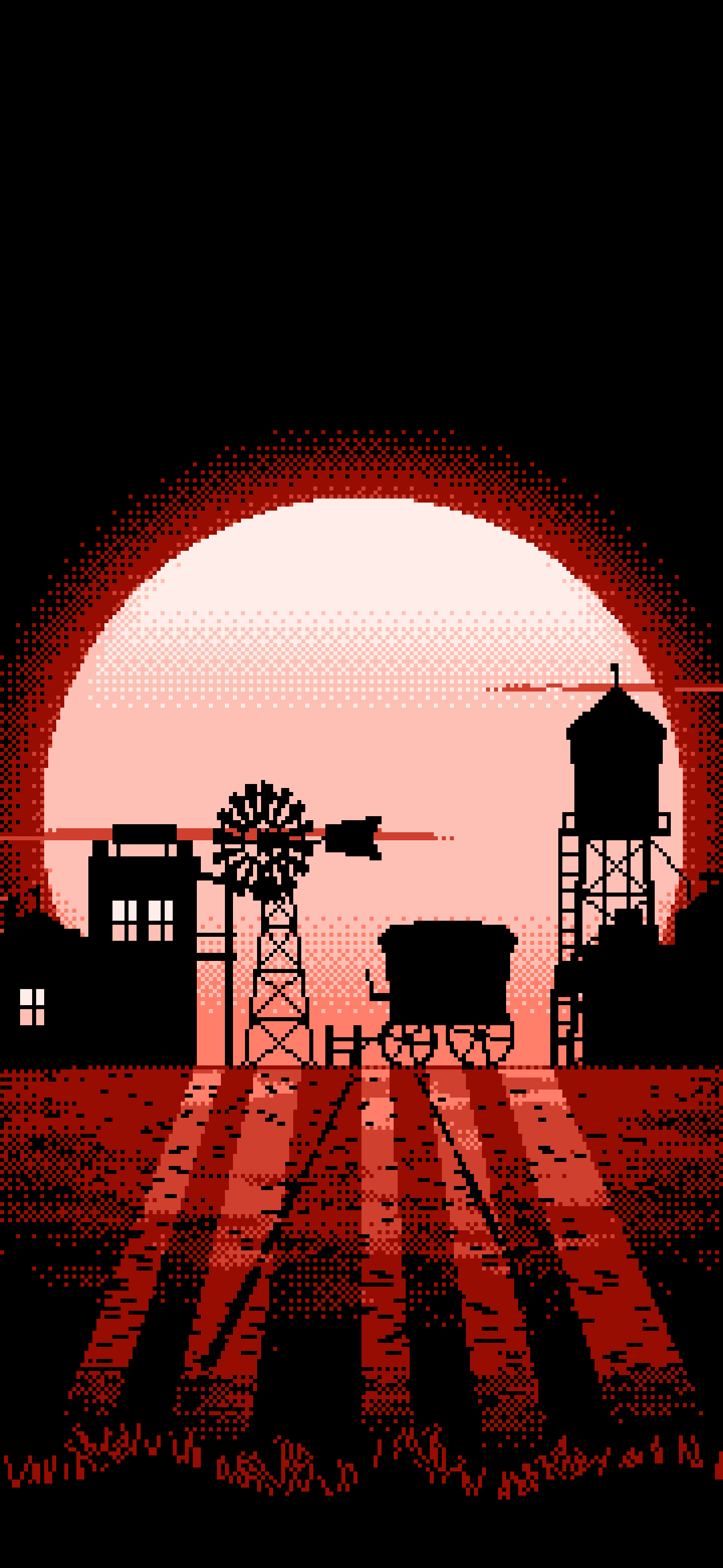 Coral Pixel Art Old West Town wallpaper for iPhone and Android